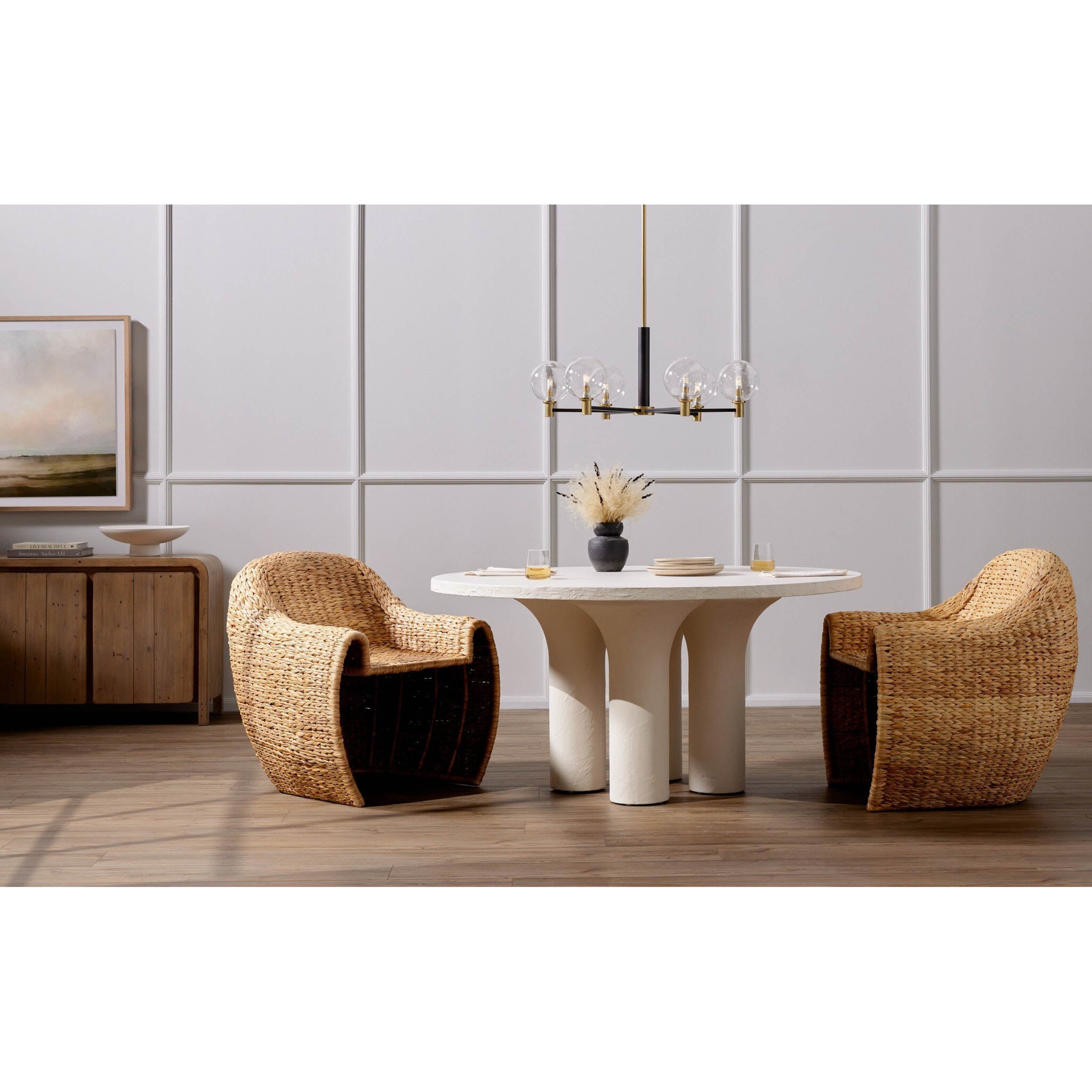 Parra Round Dining Table, White Concrete