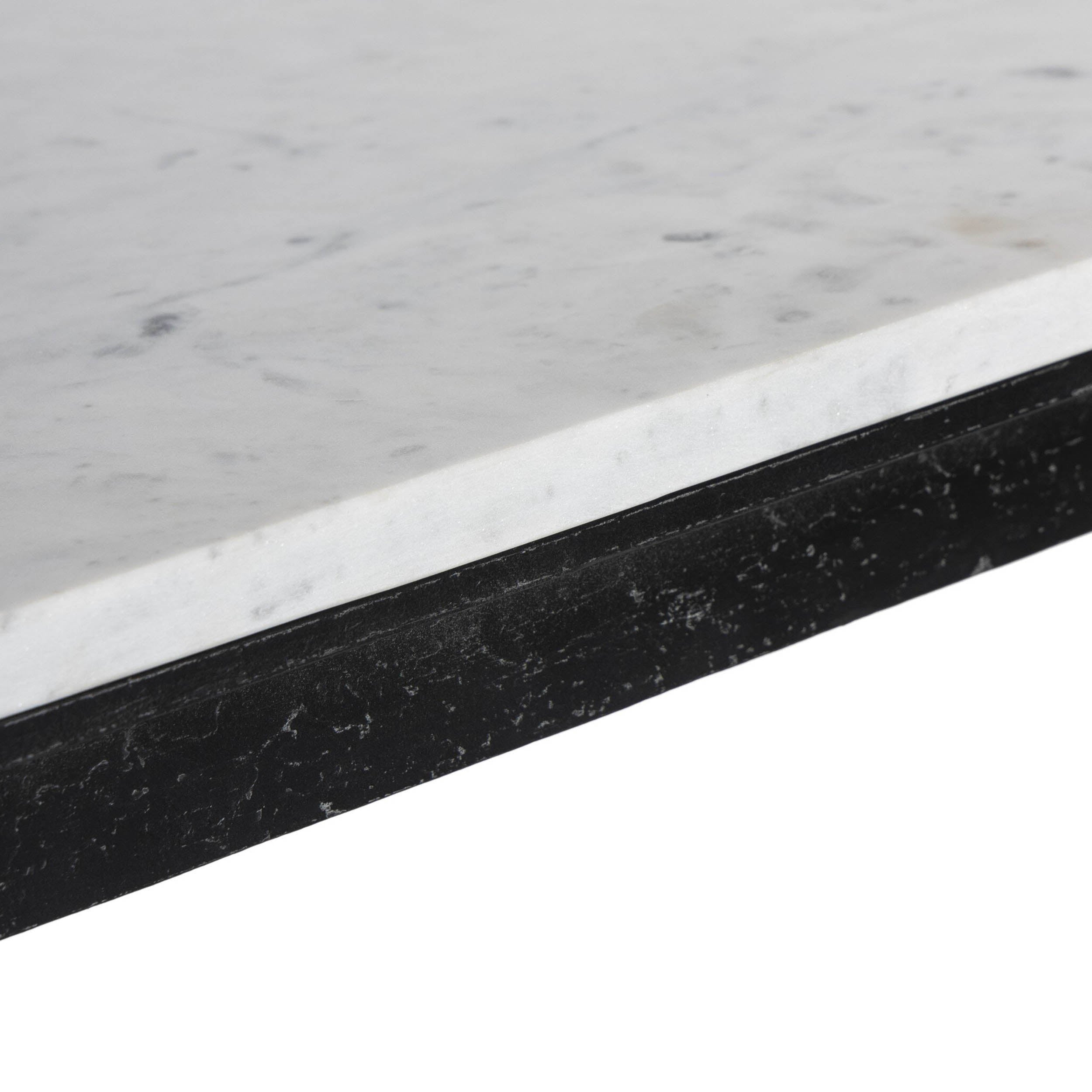 Hammered Iron Console Table, White Marble, Hammered Black Iron