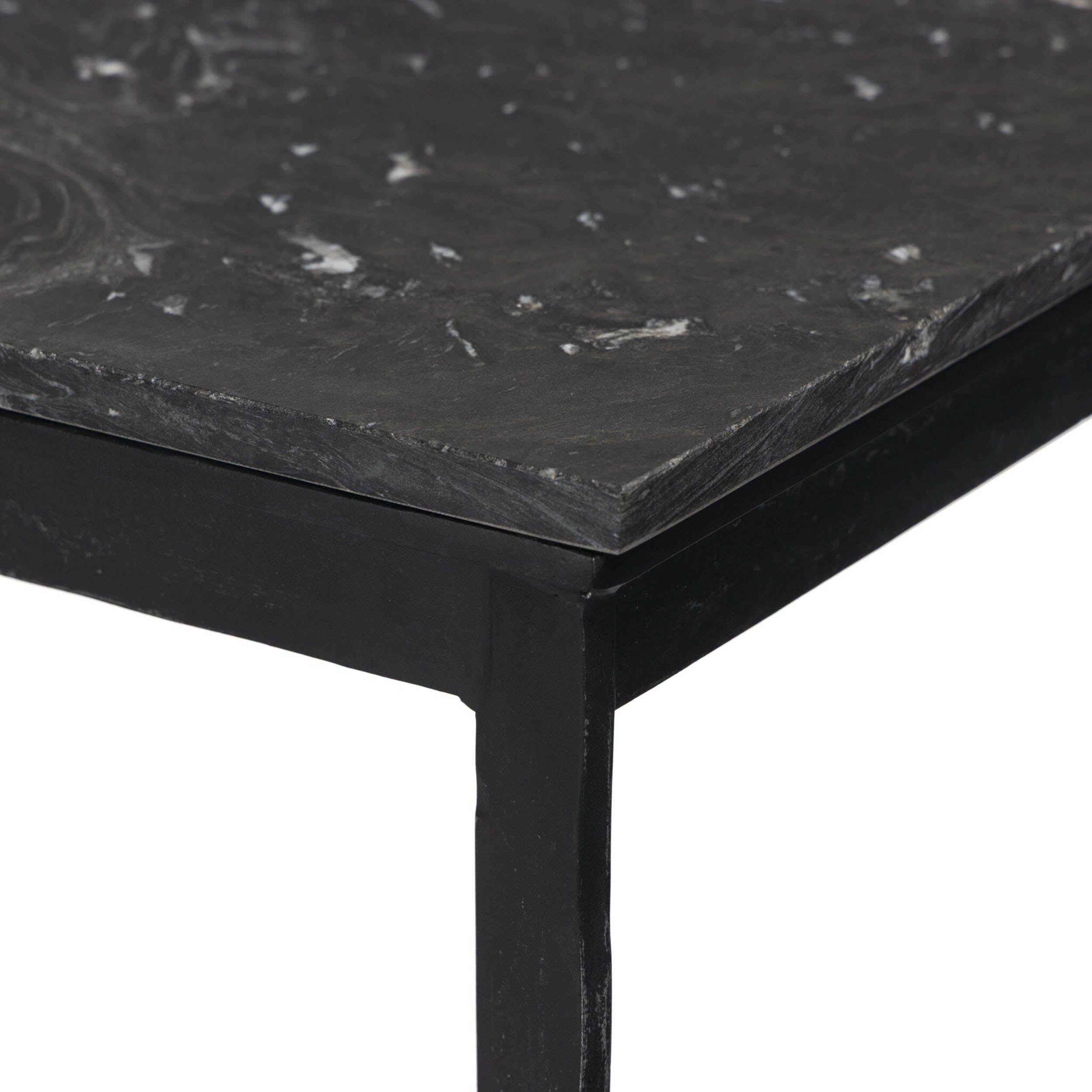 Hammered Iron Console Table, Charcoal Marble