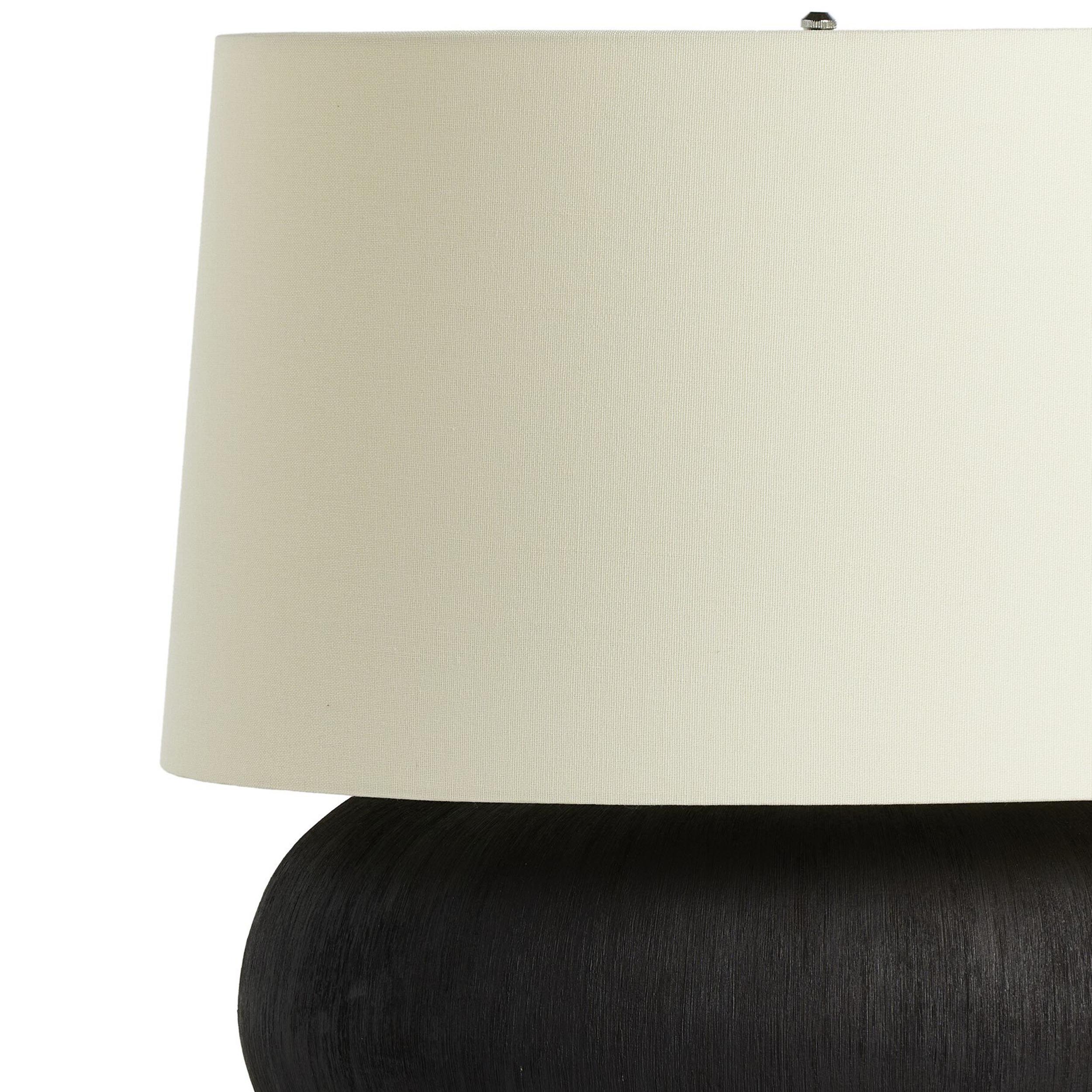 Kragen Table Lamp, Textured Matte Black Porcelain Ceramic