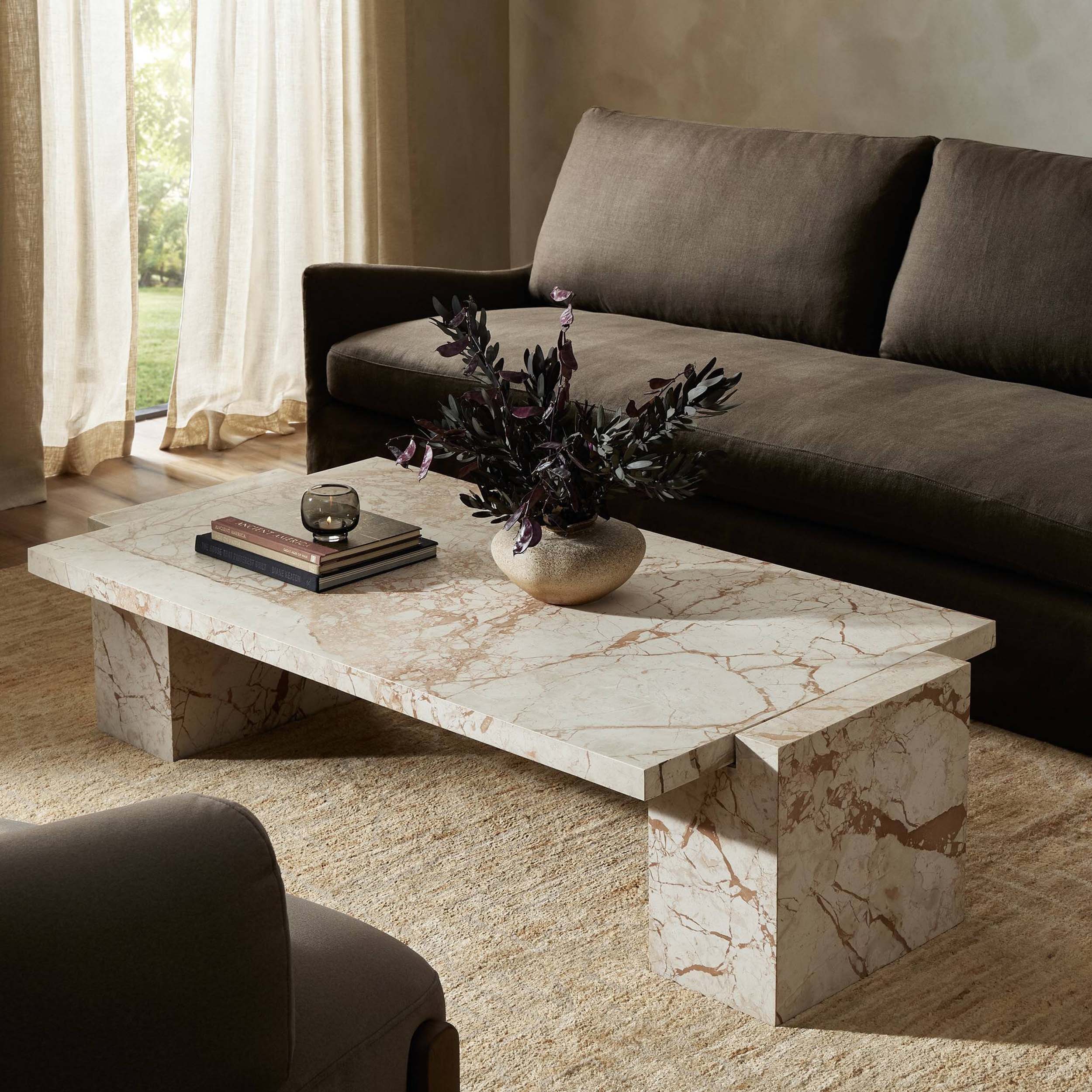 Romano Coffee Table, Desert Taupe Marble