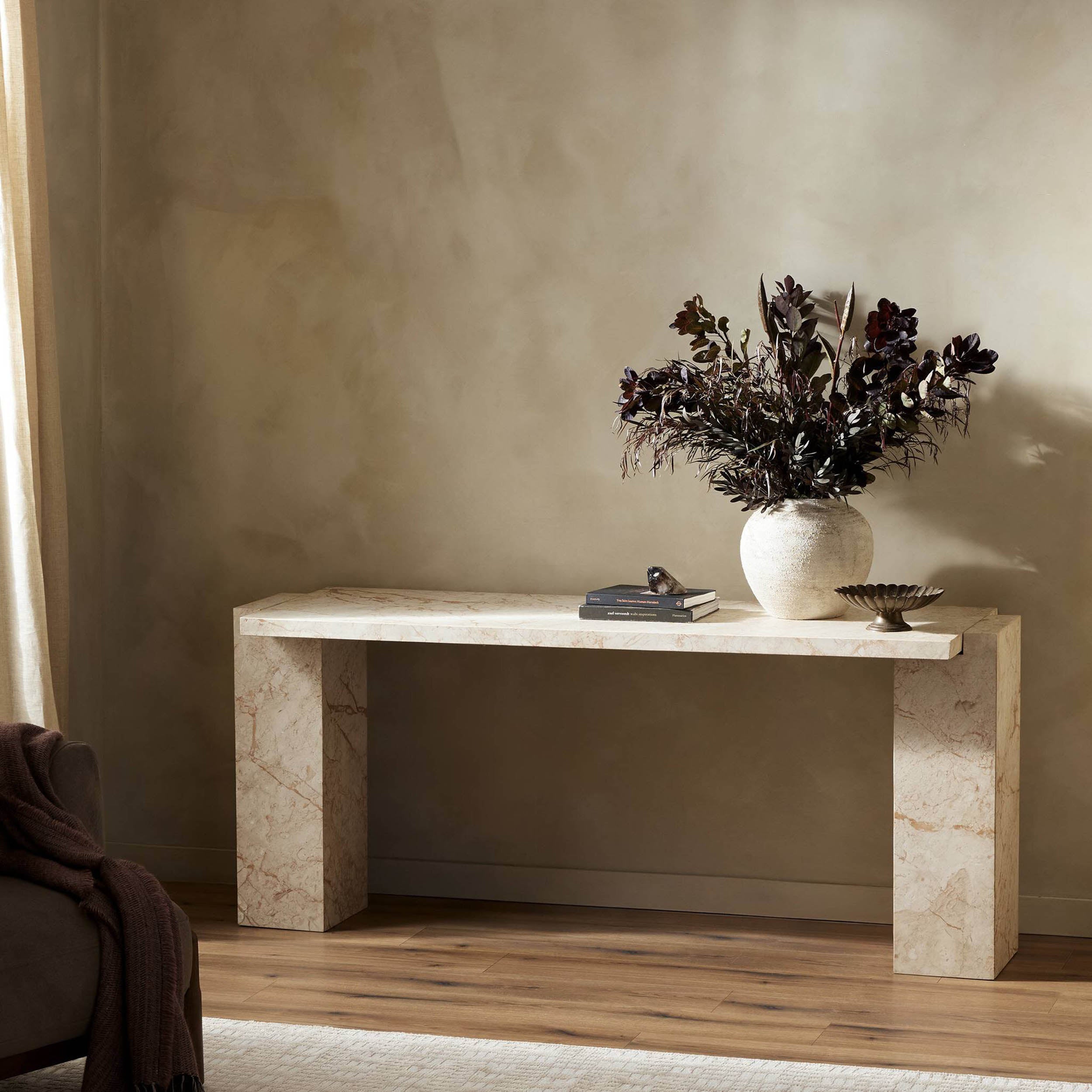 Romano Console Table, Desert Taupe Marble