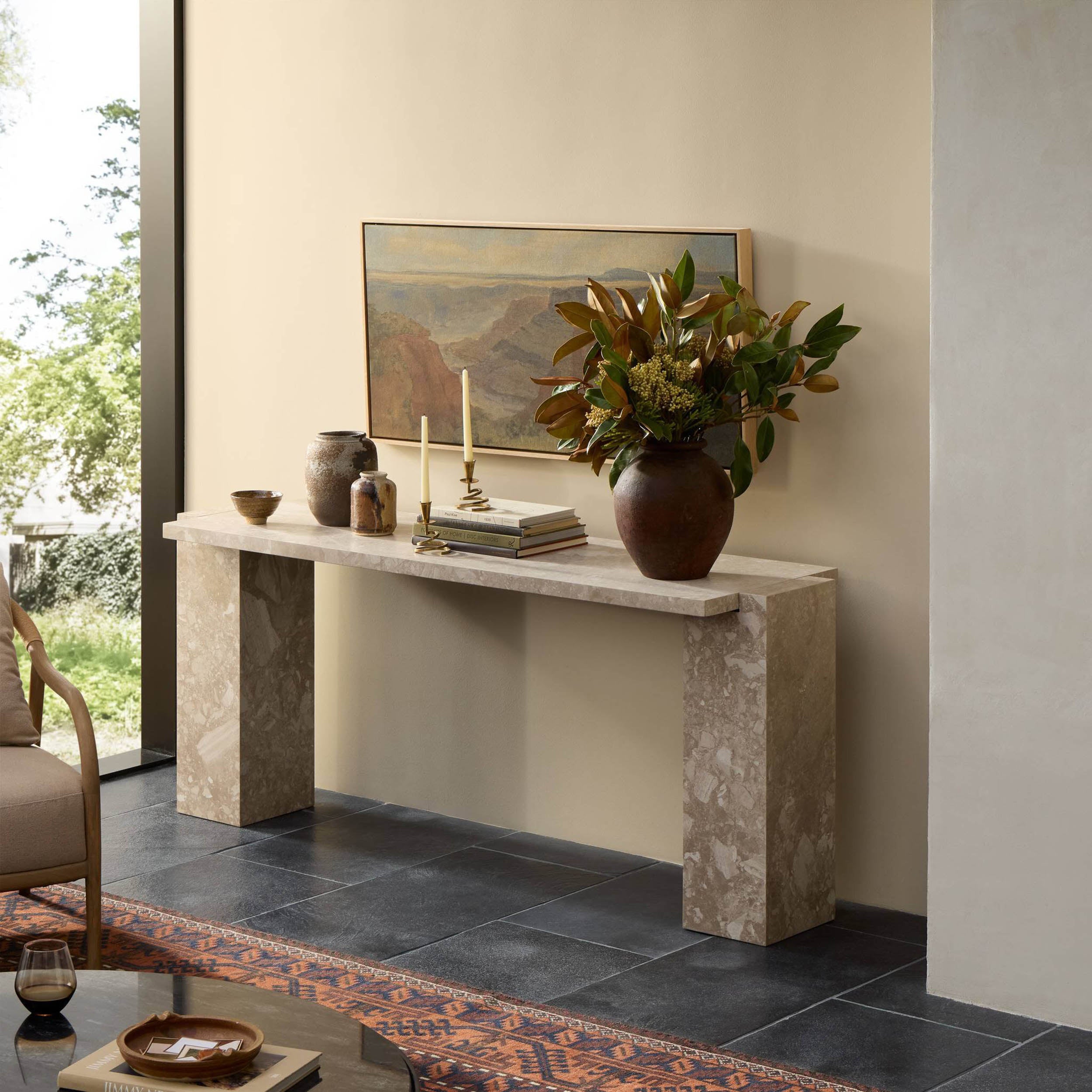 Romano Console Table, Lunar Marble