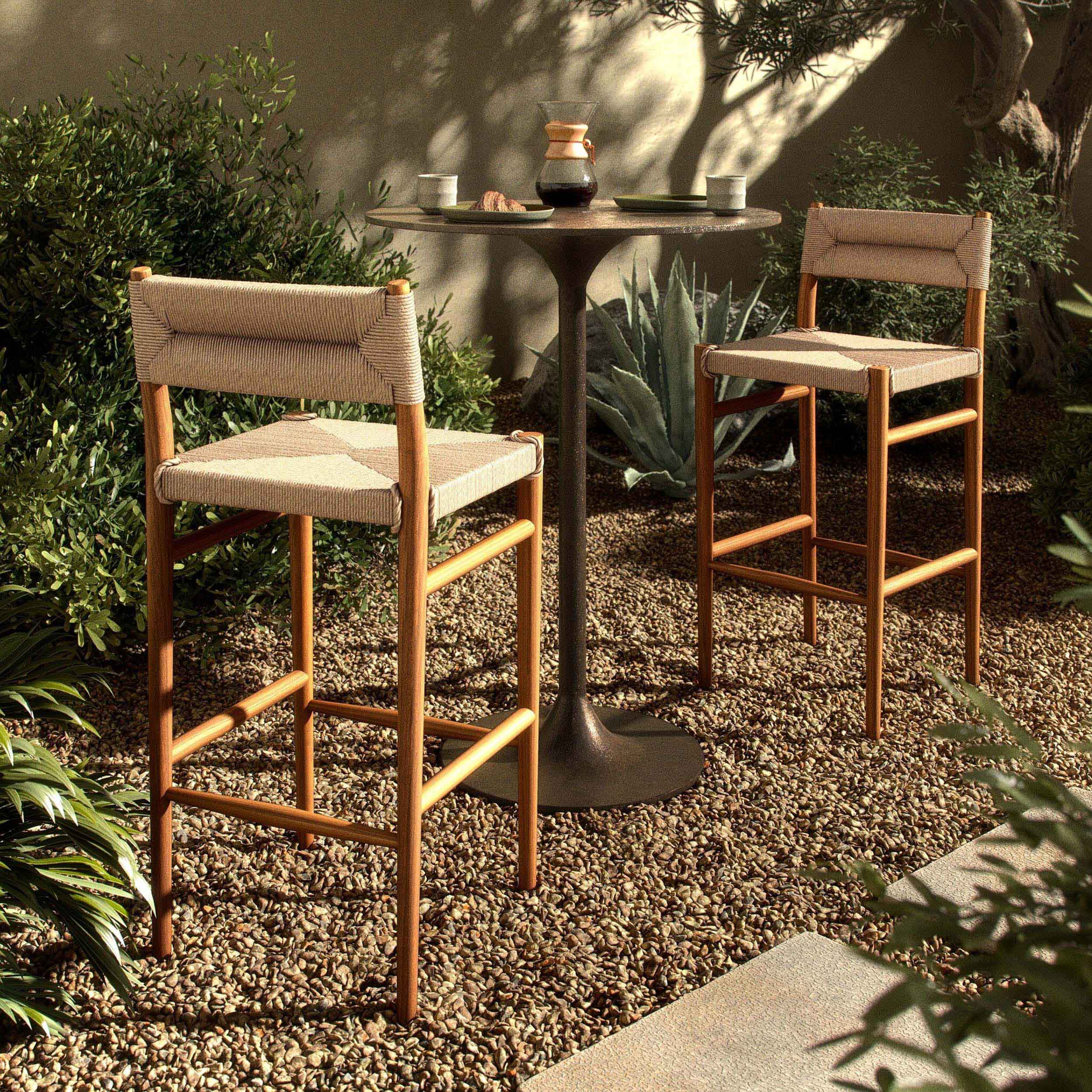 Lomas Bar + Counter Outdoor Stool, Vintage White
