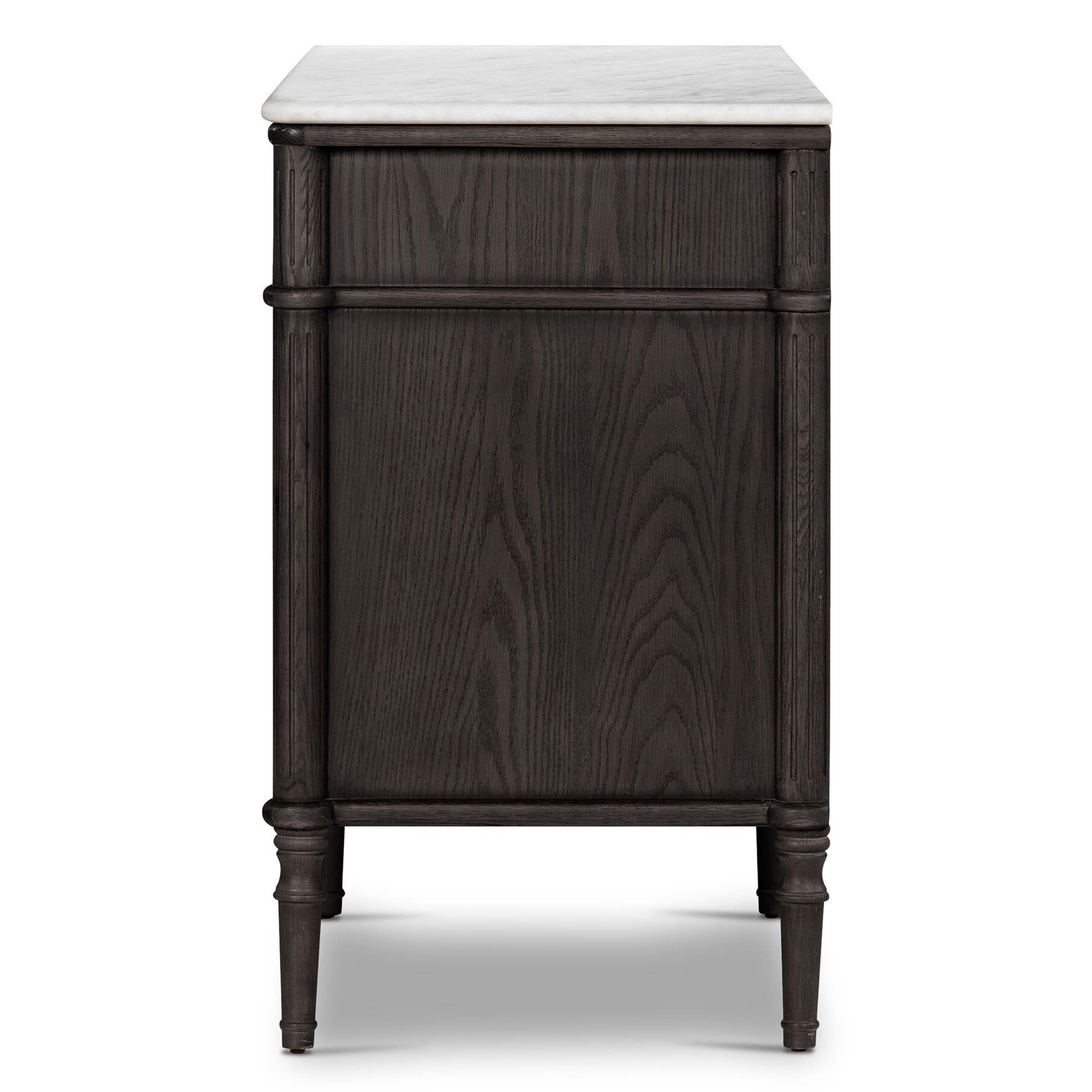 Toulouse 6 Drawer Dresser, Distressed Black/Polished White
