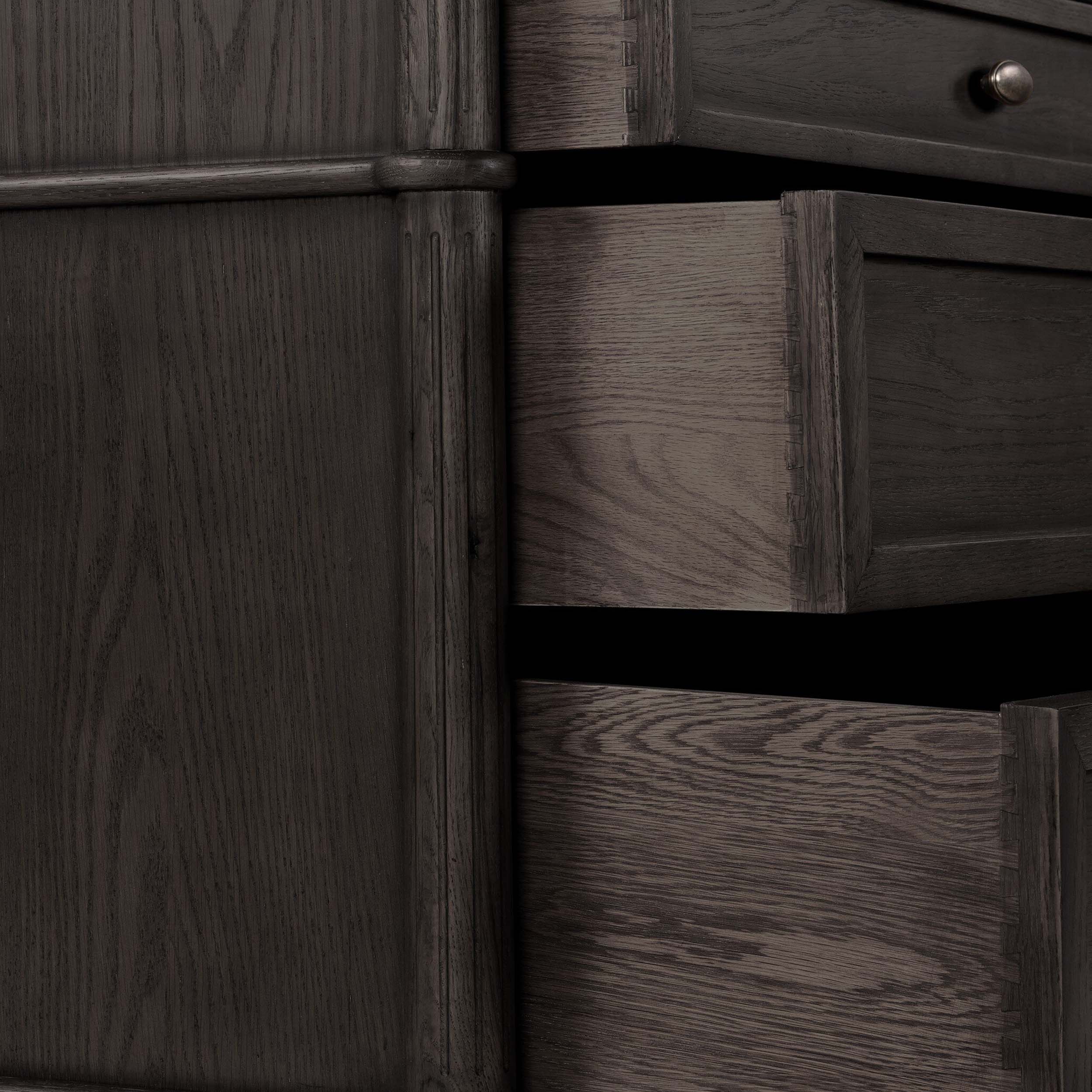 Toulouse 6 Drawer Dresser, Distressed Black/Polished White