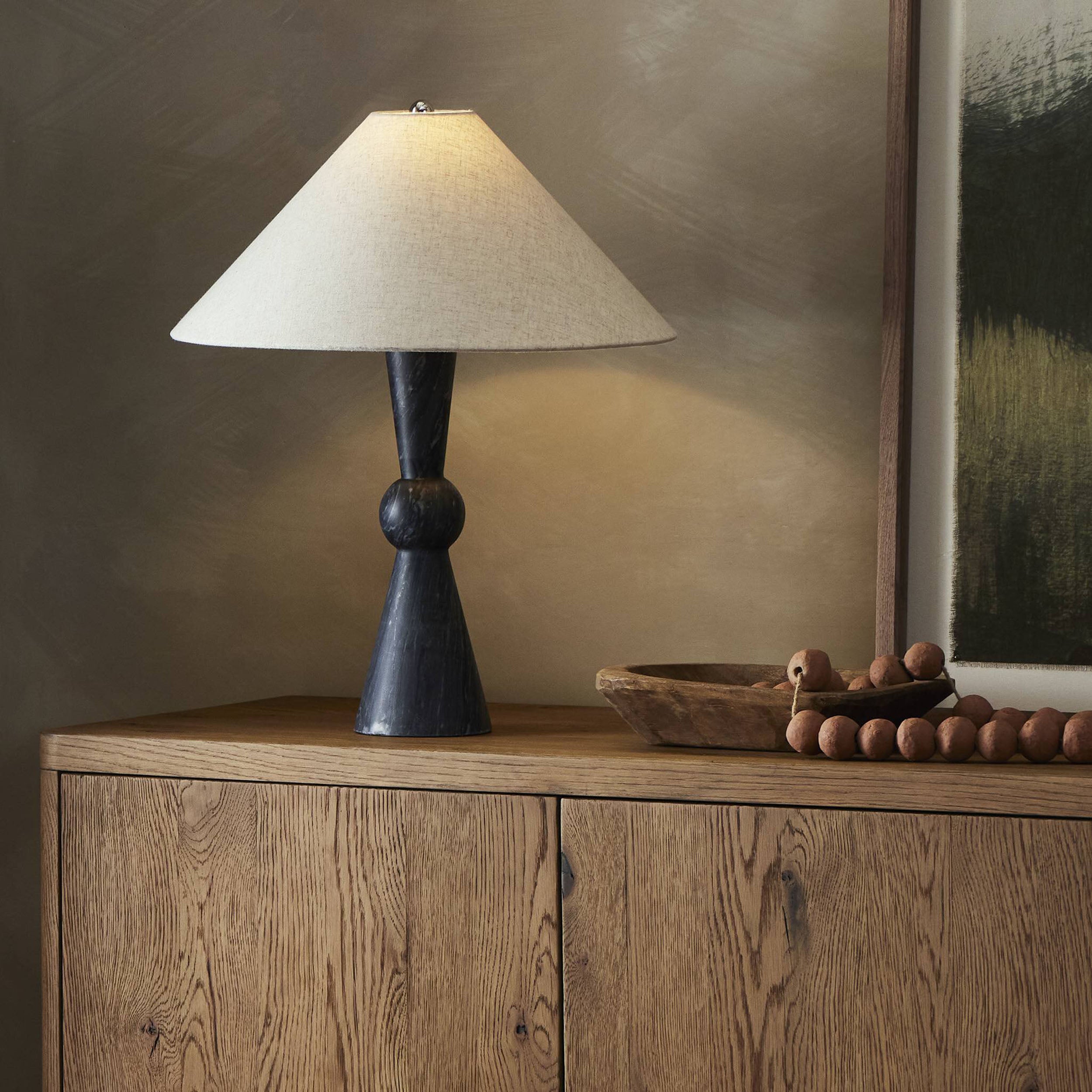 Bibianna Table Lamp, Black Italian Marble