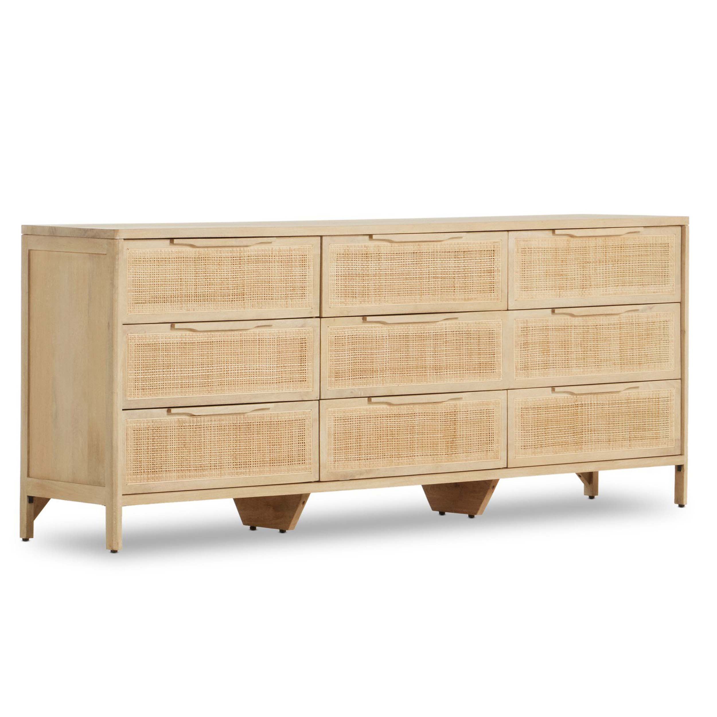 Sydney 9 Drawer Dresser, Natural Cane