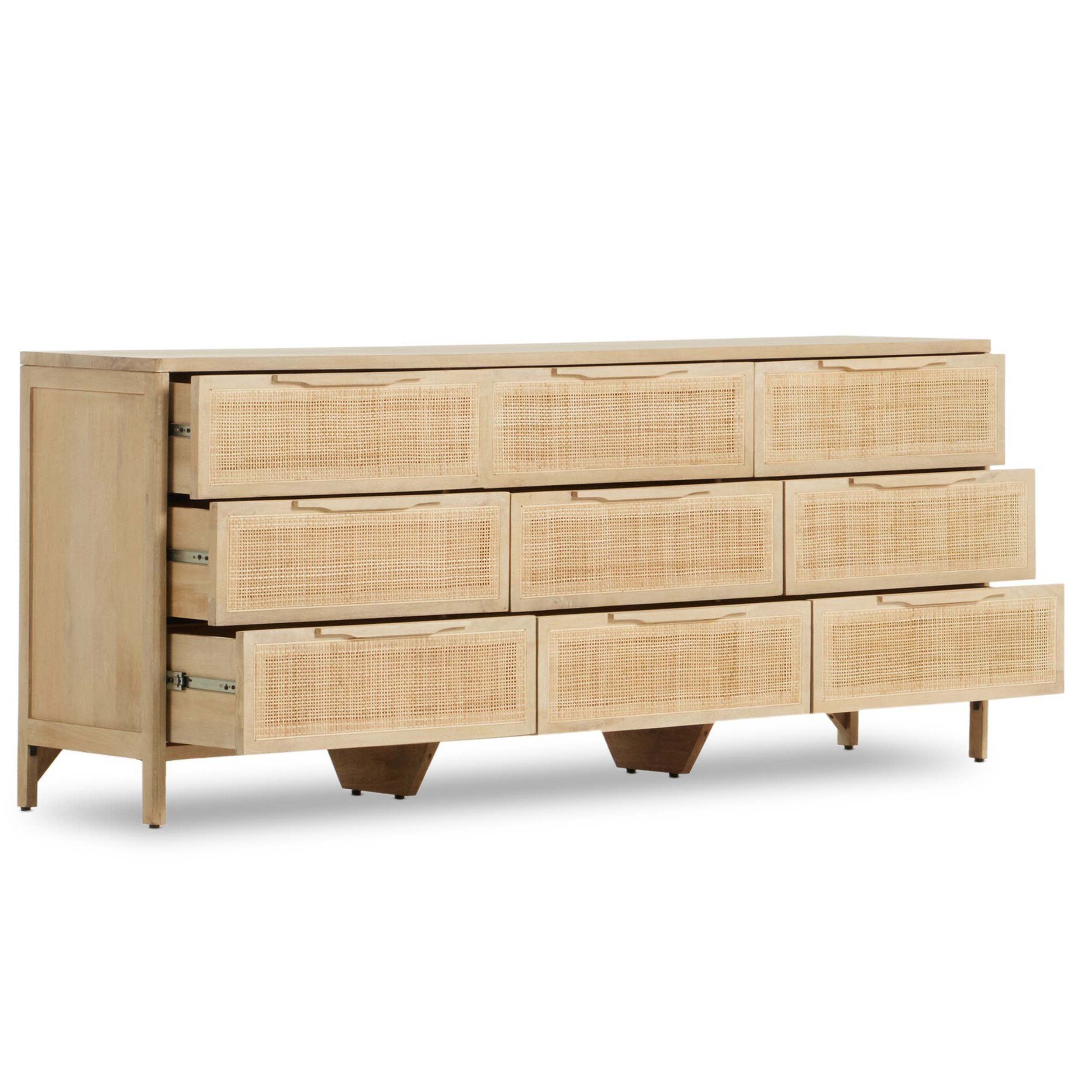 Sydney 9 Drawer Dresser, Natural Cane