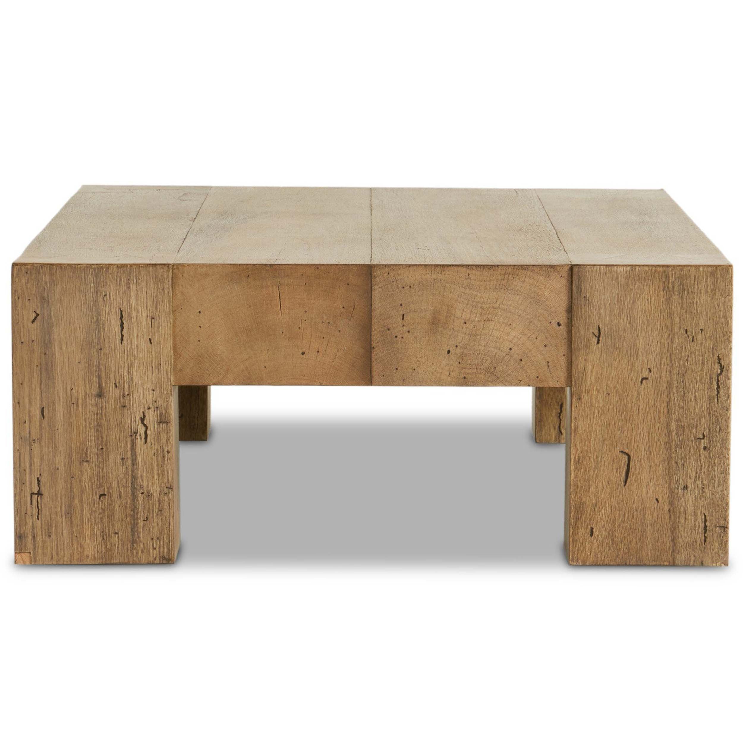 Abaso Rectangular Coffee Table, Rustic Wormwood Oak