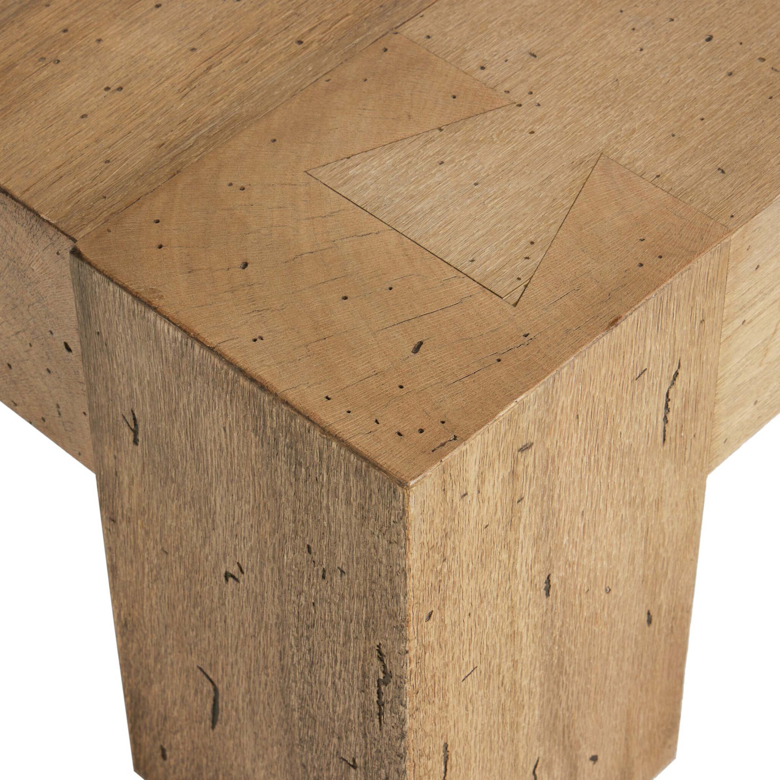 Abaso Rectangular Coffee Table, Rustic Wormwood Oak