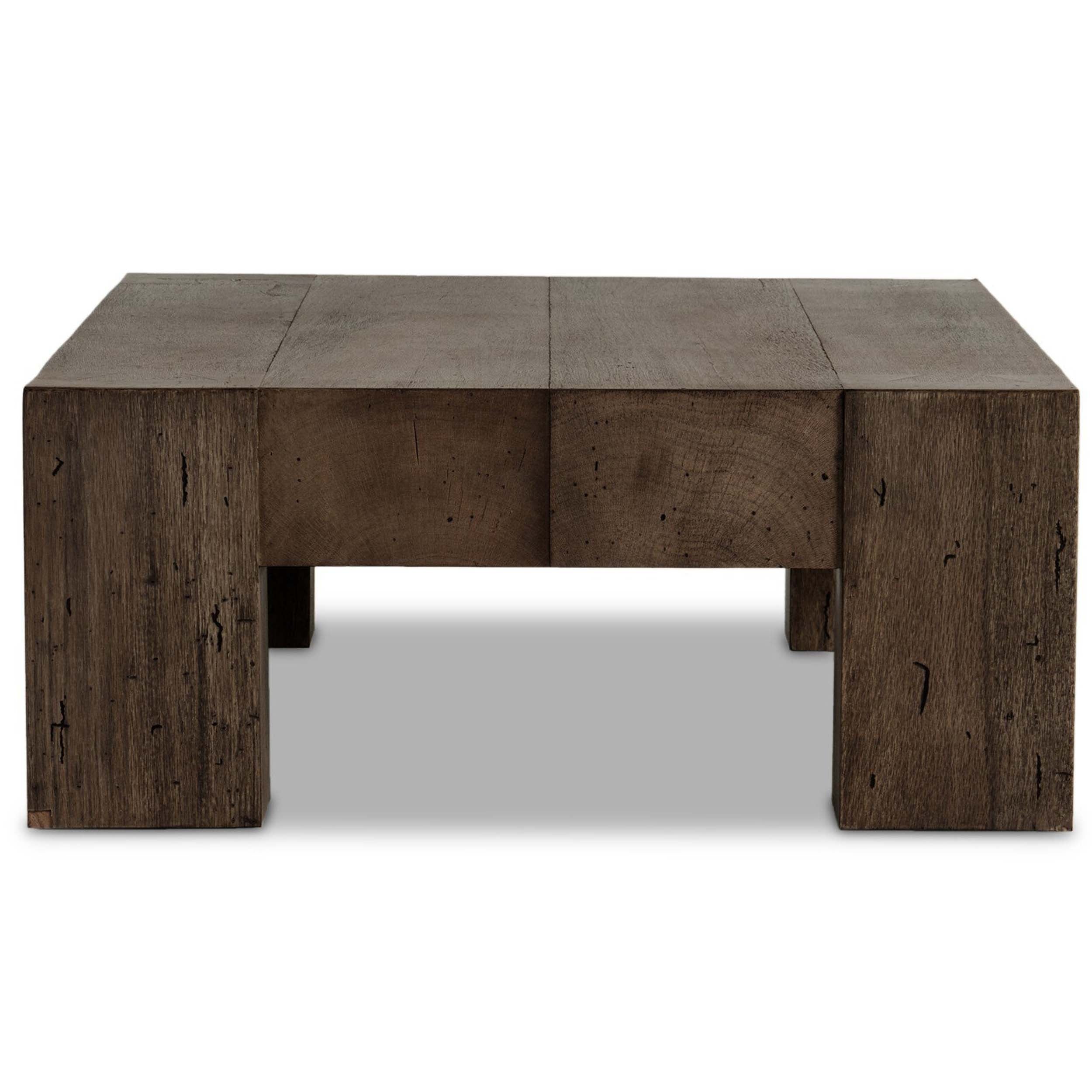 Abaso Rectangular Coffee Table, Ebony Rustic Wormwood Oak