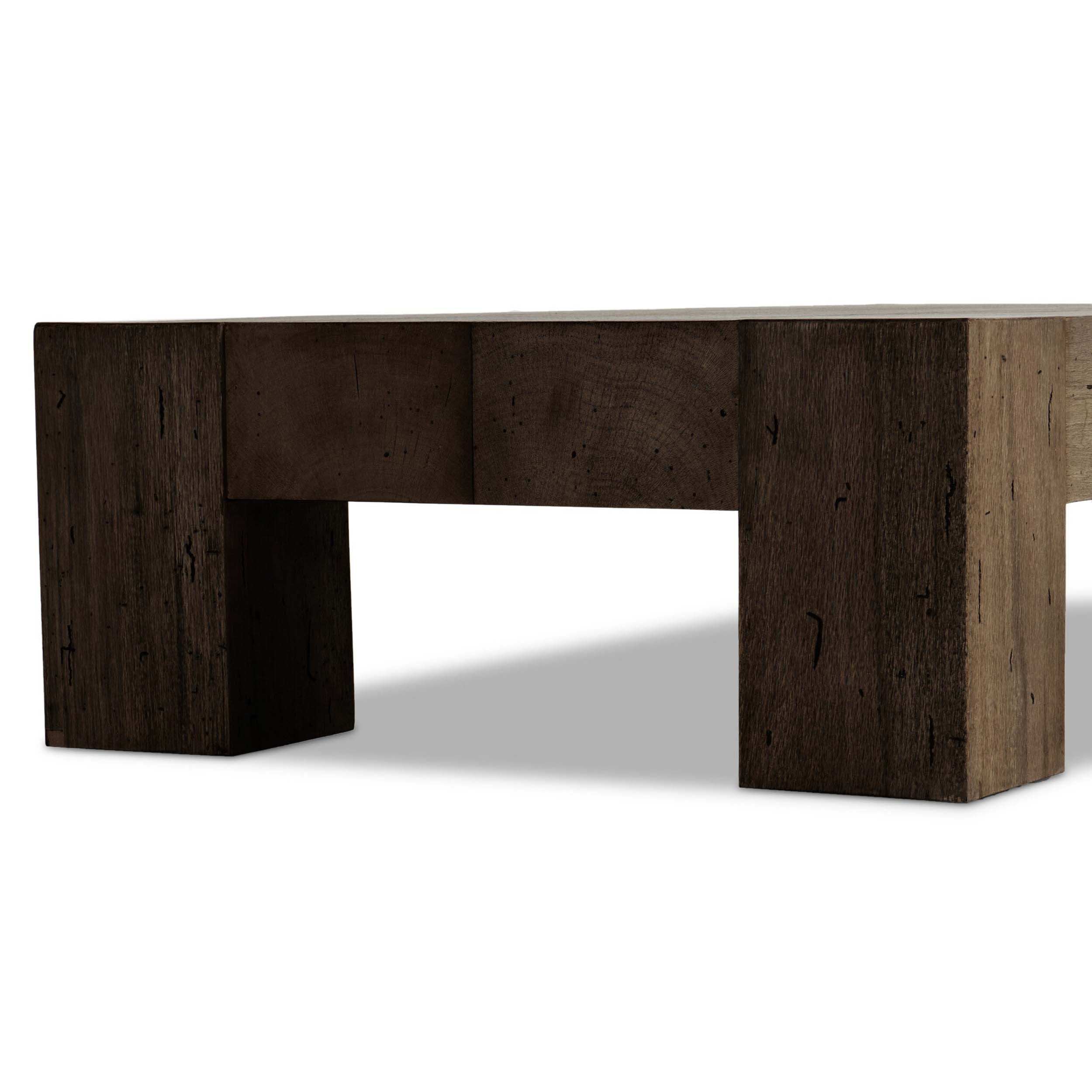 Abaso Rectangular Coffee Table, Ebony Rustic Wormwood Oak