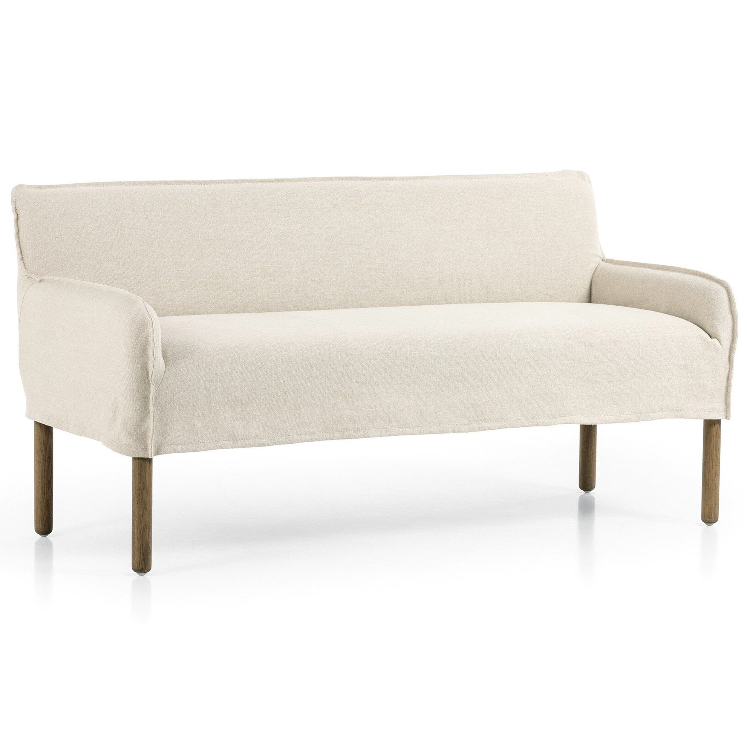 Addington Slipcover Bench, Brussels Natural