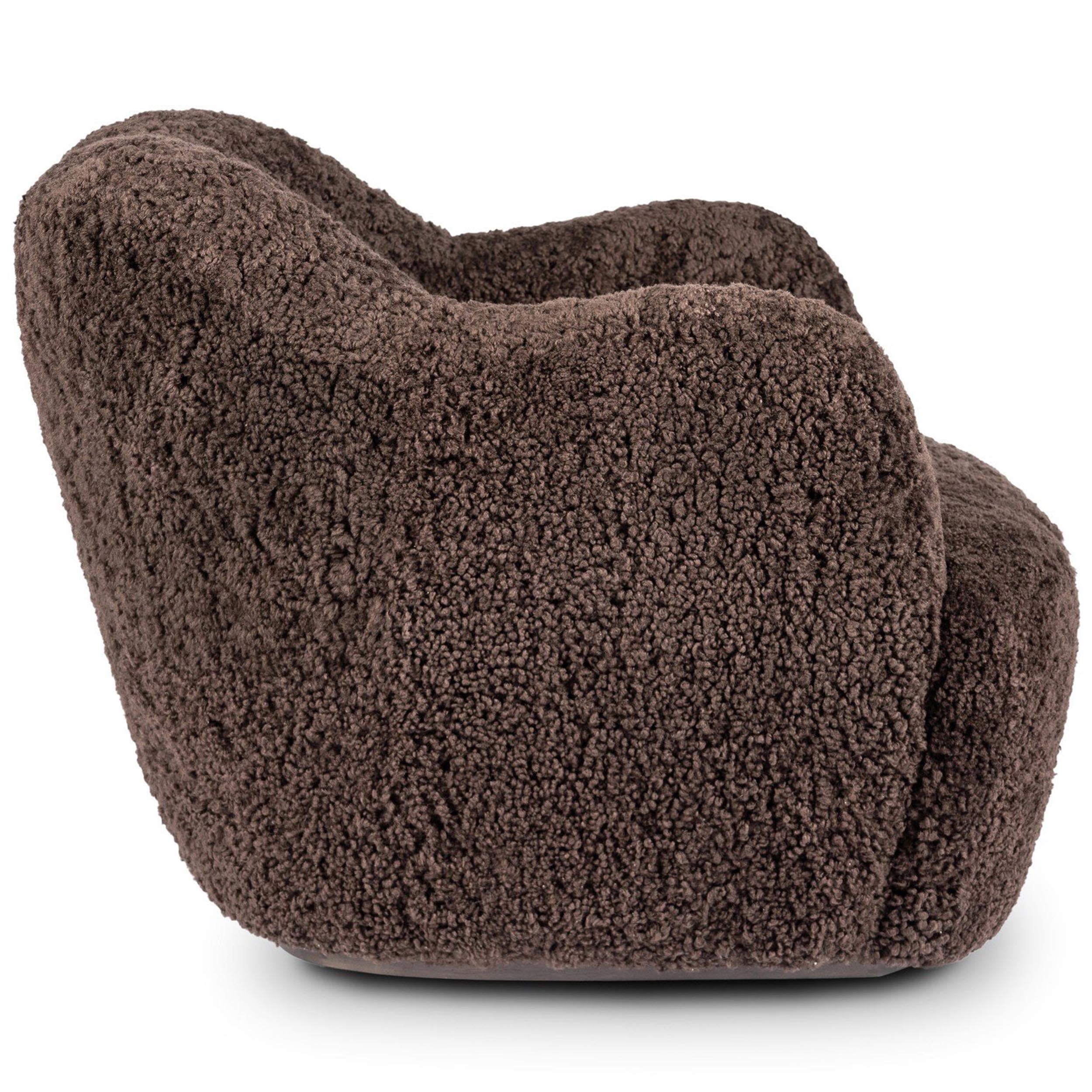 Julius Swivel Chair, Cocoa Shearling