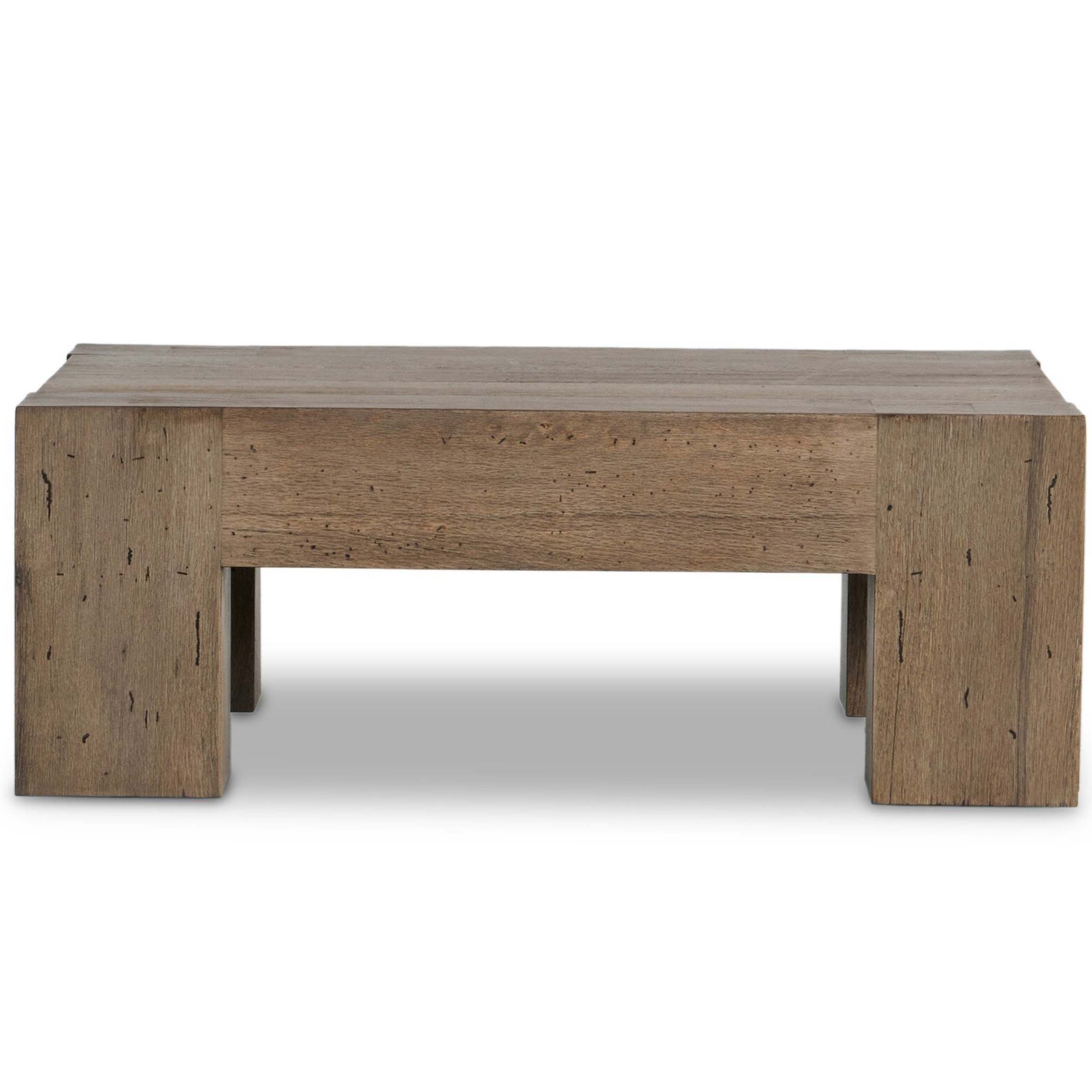 Abaso Small Square Coffee Table, Rustic Wormwood Oak