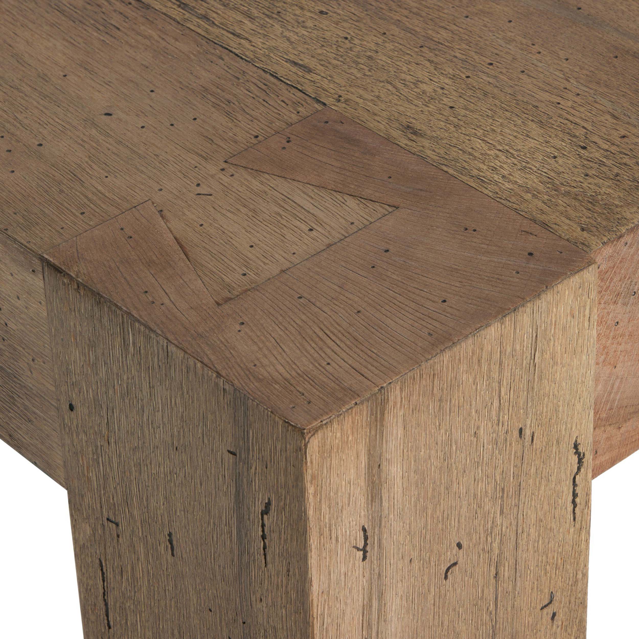 Abaso Small Square Coffee Table, Rustic Wormwood Oak