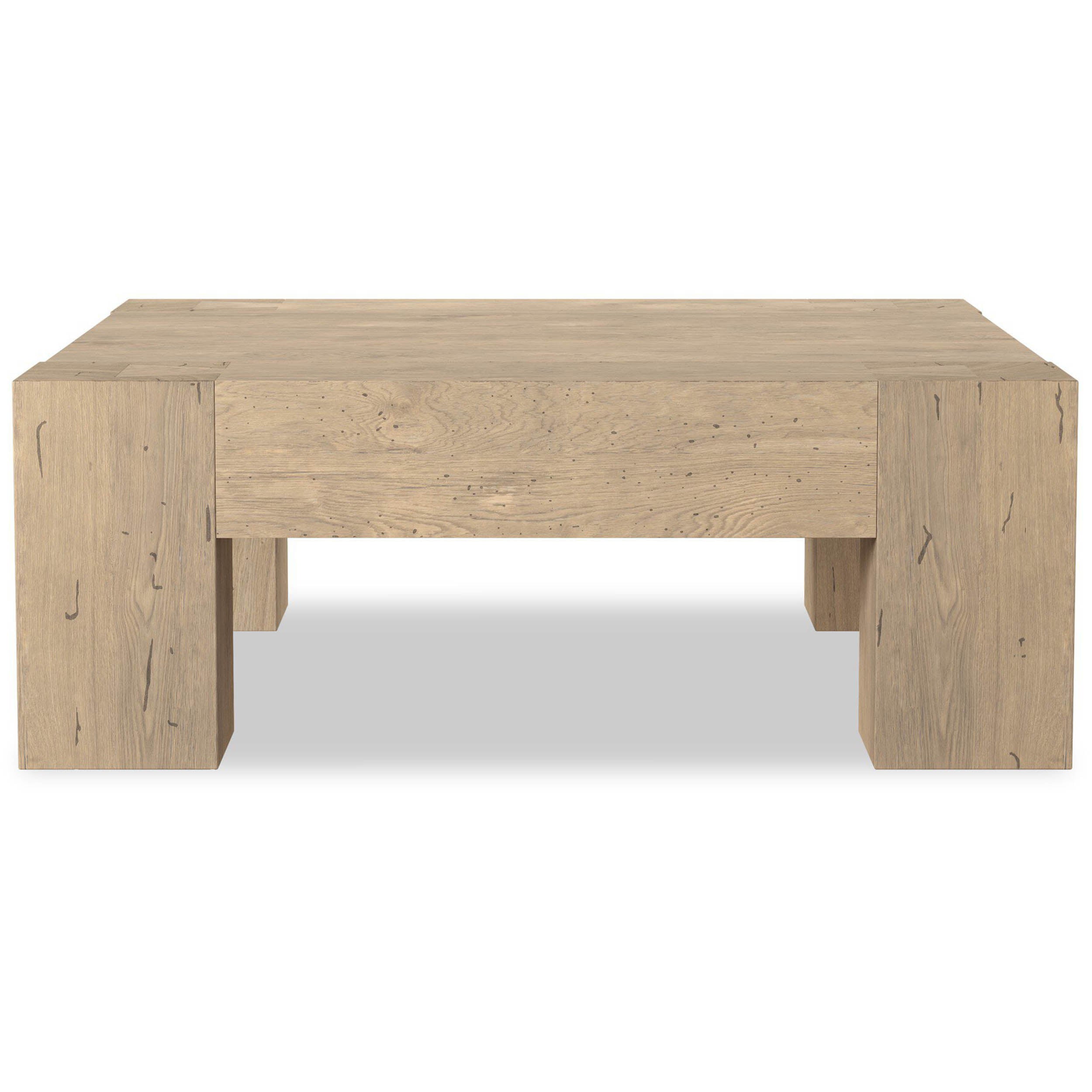 Abaso Coffee Table, Whitewash Rustic Wormwood Oak