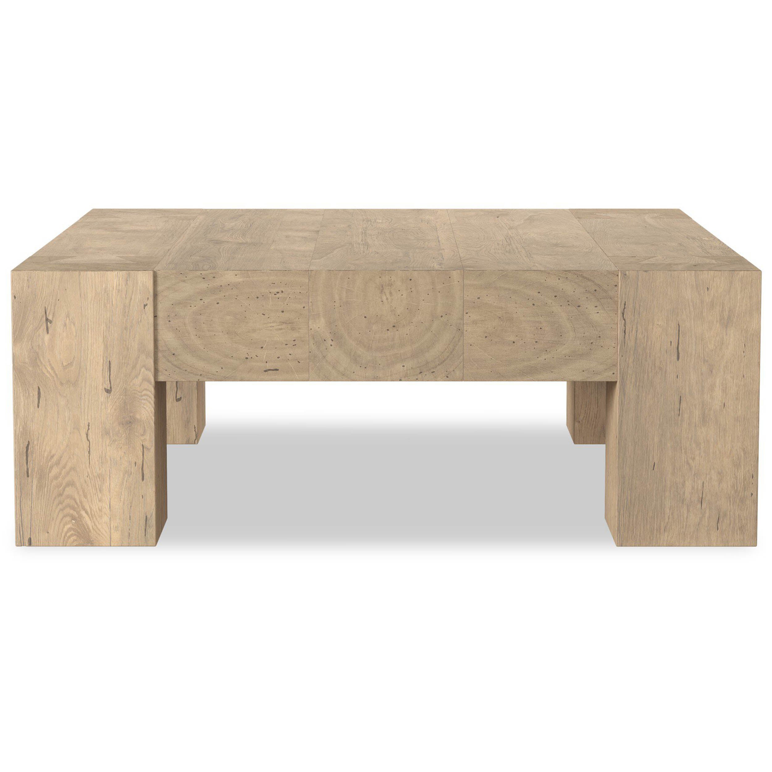 Abaso Coffee Table, Whitewash Rustic Wormwood Oak