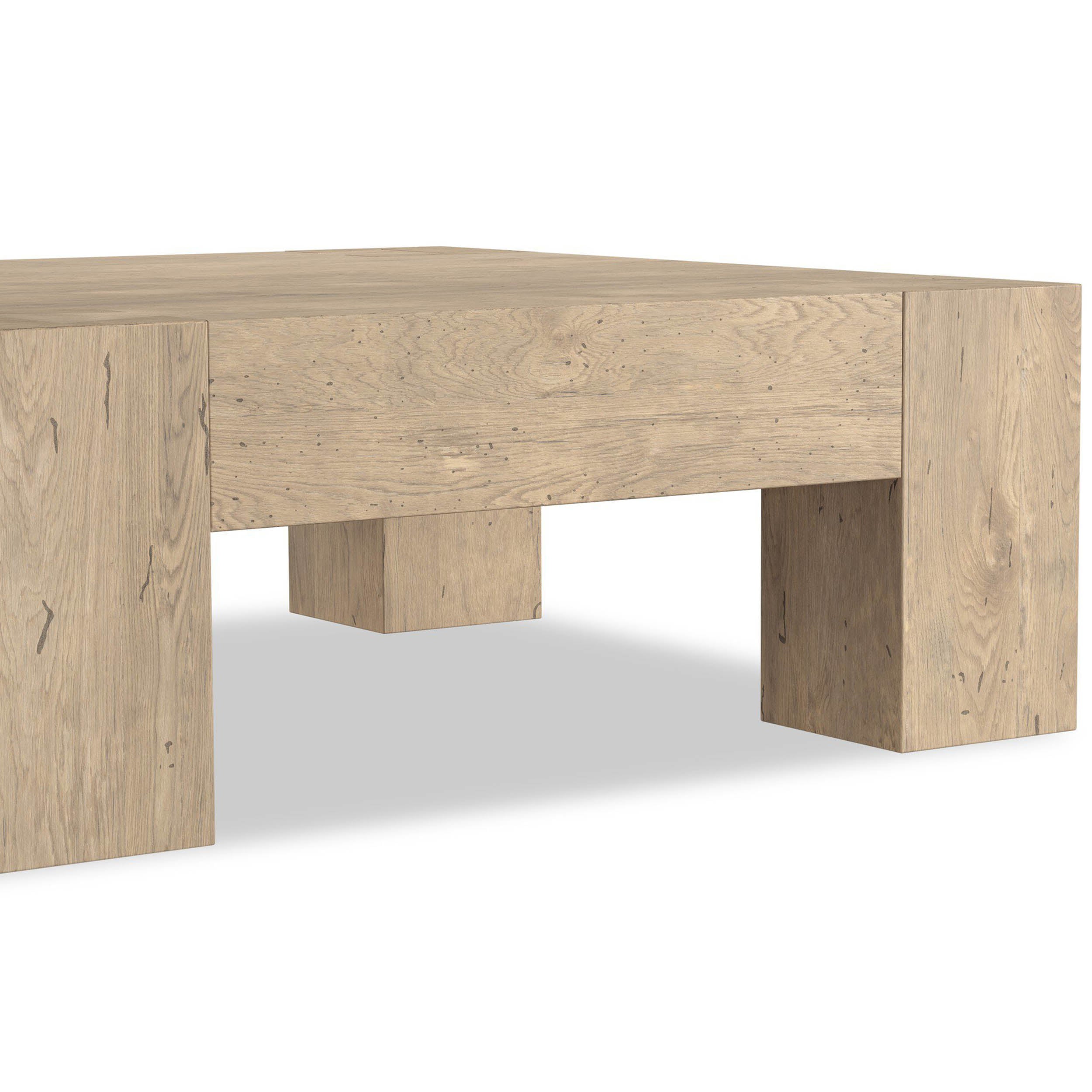Abaso Coffee Table, Whitewash Rustic Wormwood Oak
