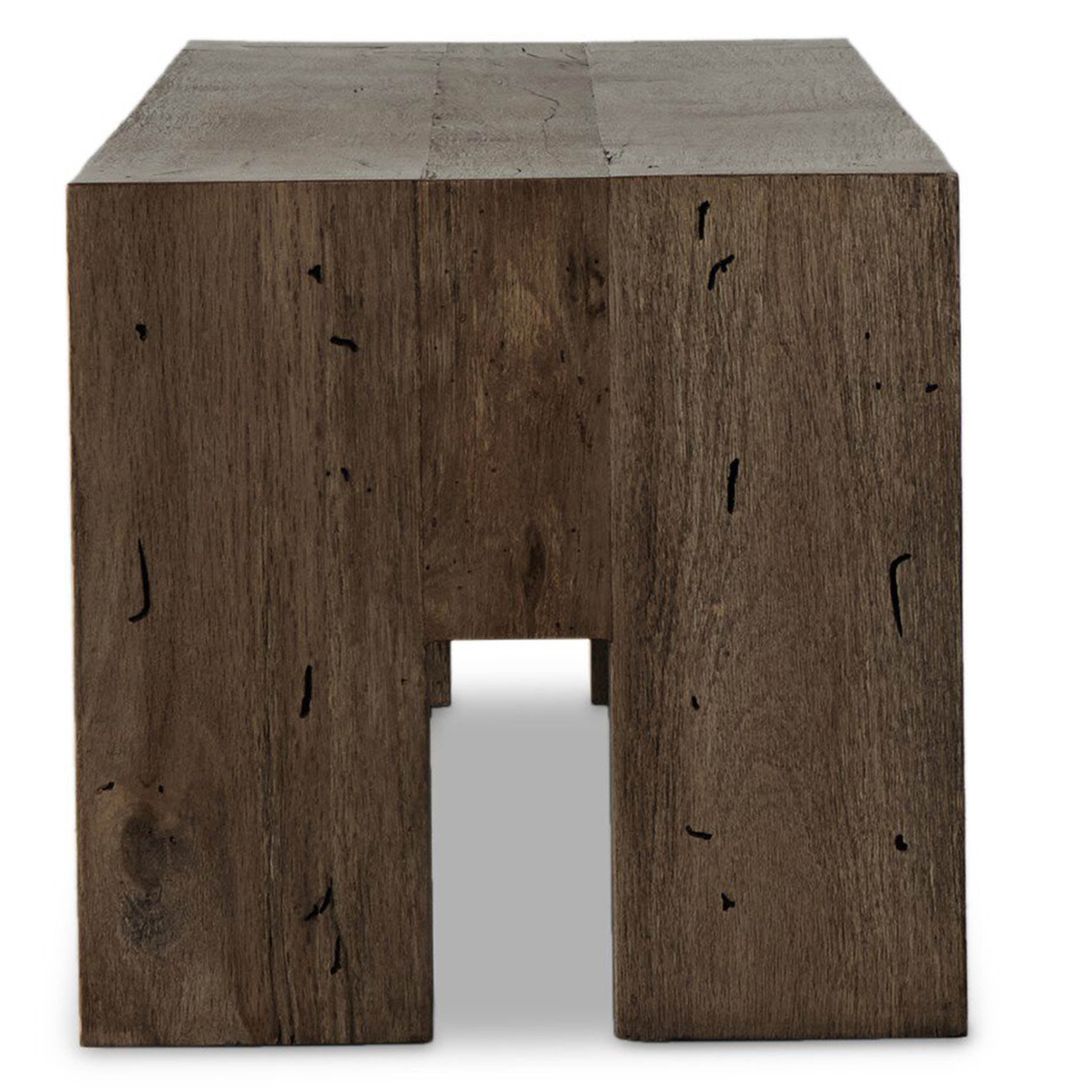 Abaso Large Accent Bench, Ebony Rustic Wormwood Oak