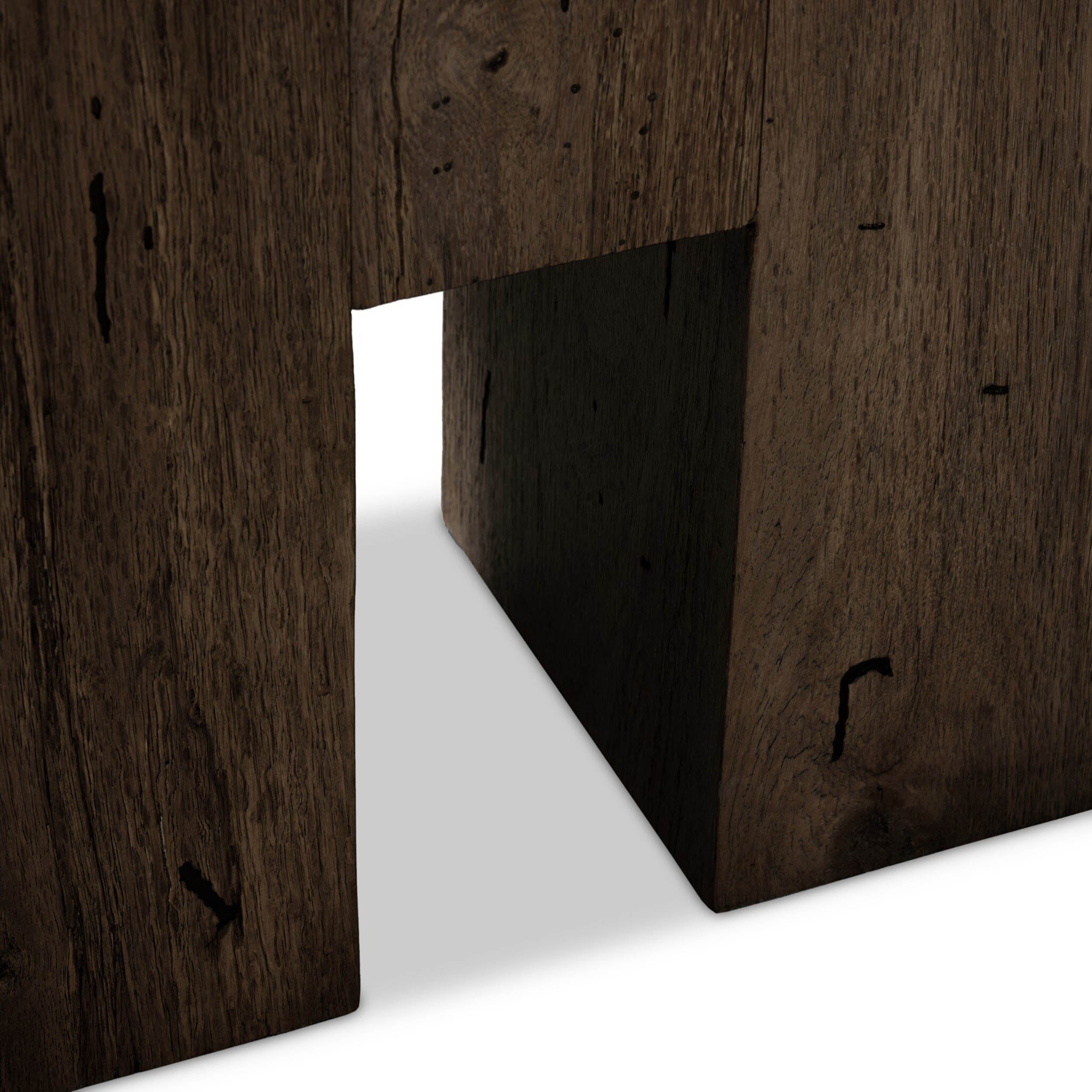 Abaso Large Accent Bench, Ebony Rustic Wormwood Oak