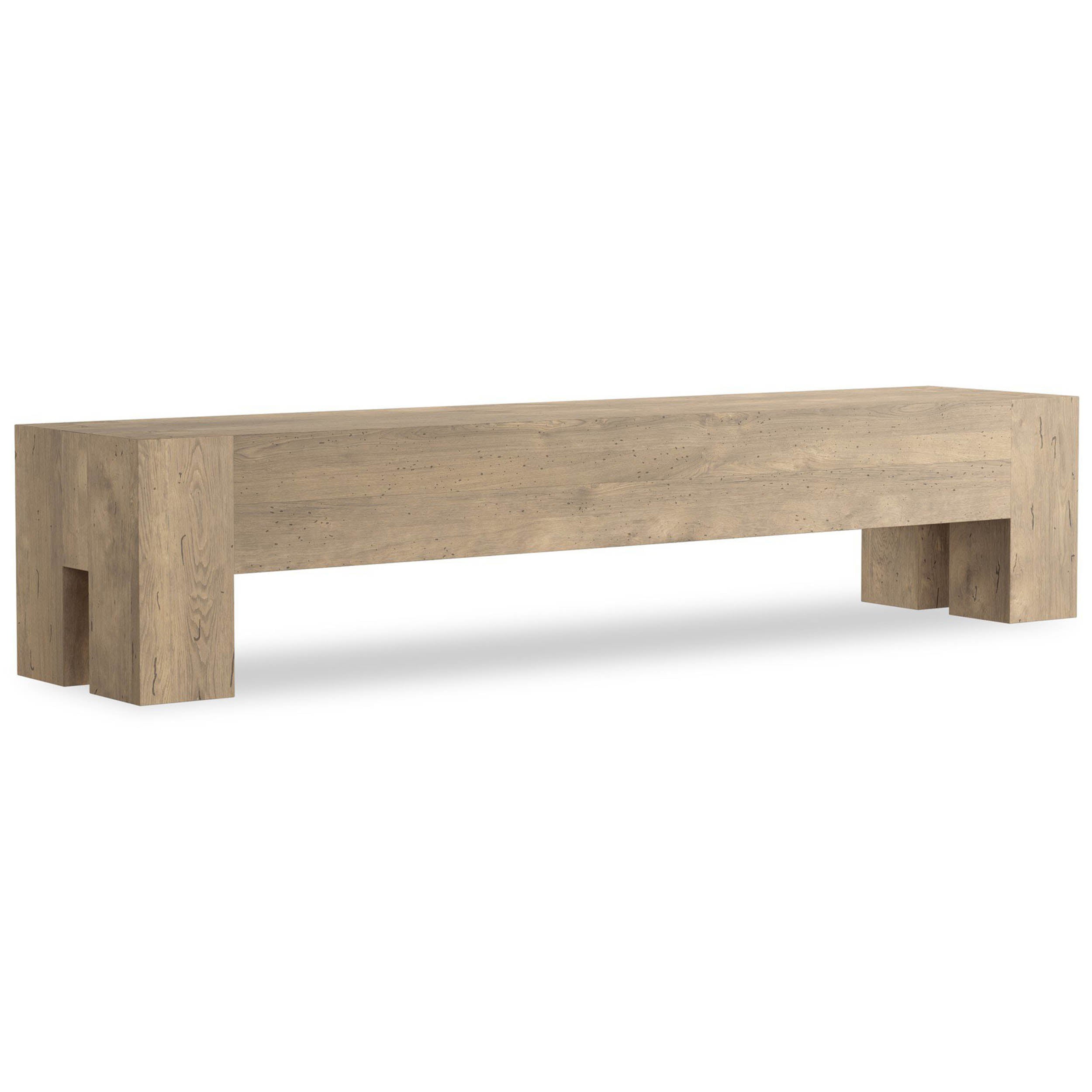 Abaso Accent Bench, Whitewash Rustic Wormwood Oak