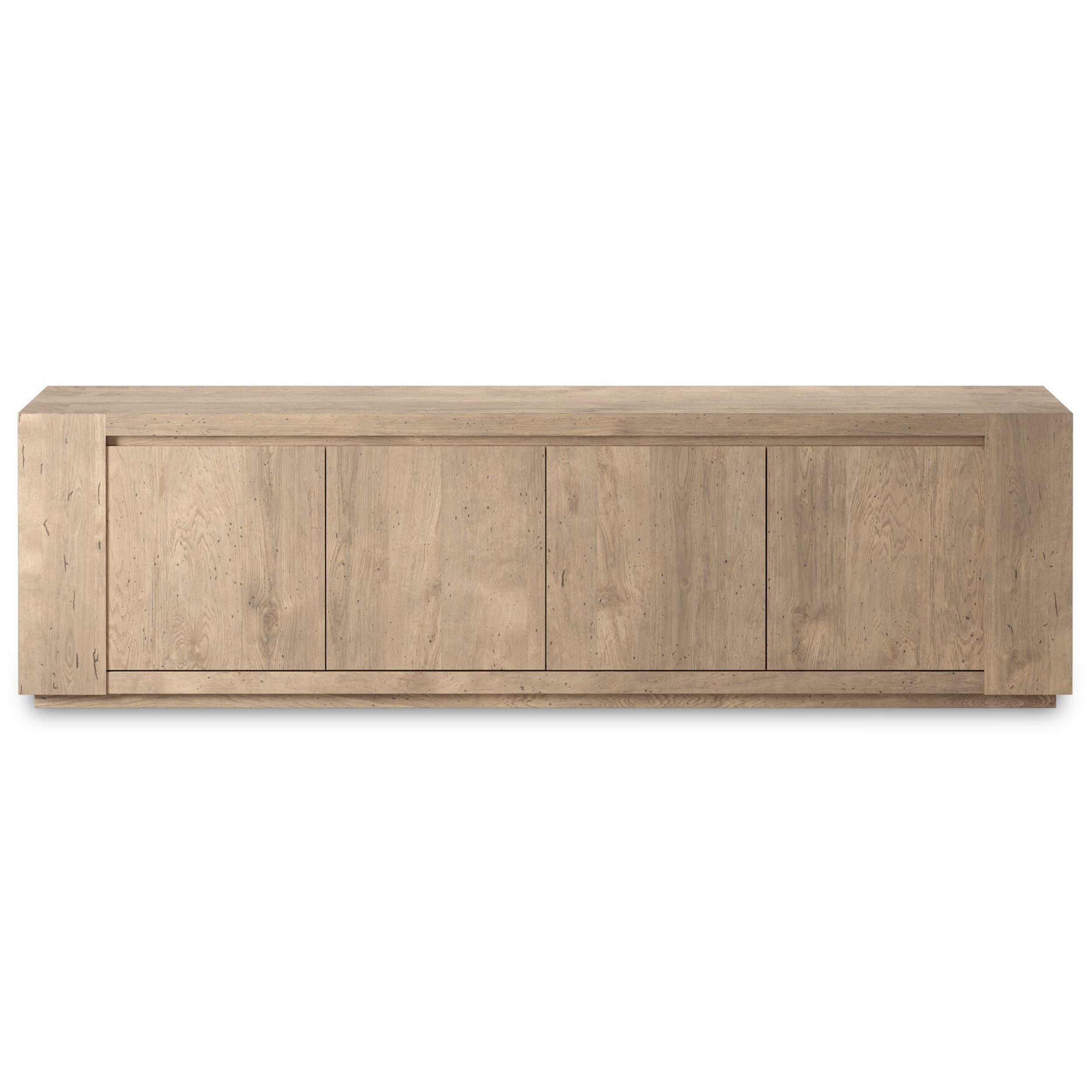 Abaso Media Console, Whitewash Rustic Wormwood Oak