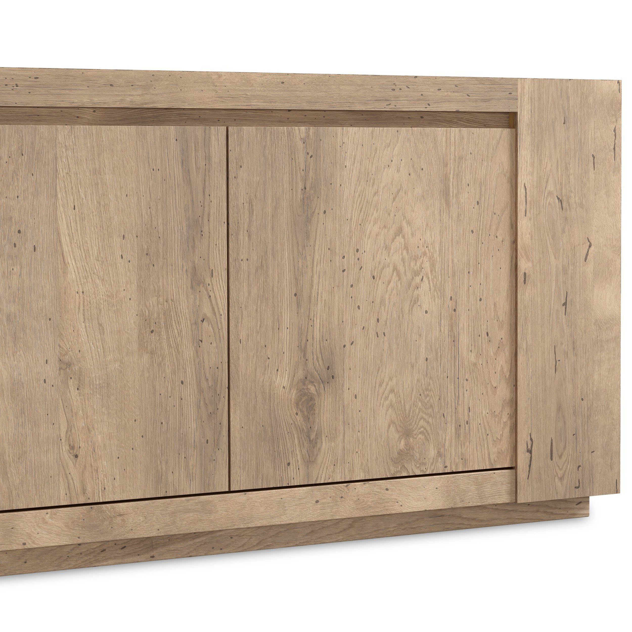 Abaso Media Console, Whitewash Rustic Wormwood Oak