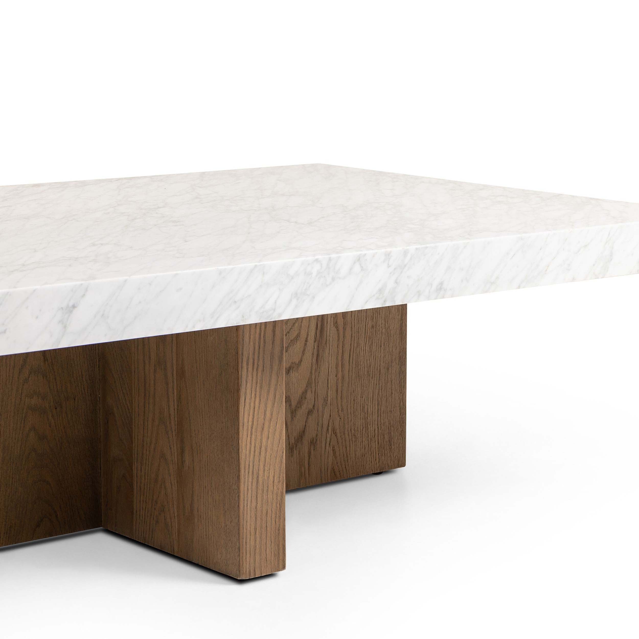 Bellamy Rectangular Coffee Table, White Carrara Marble