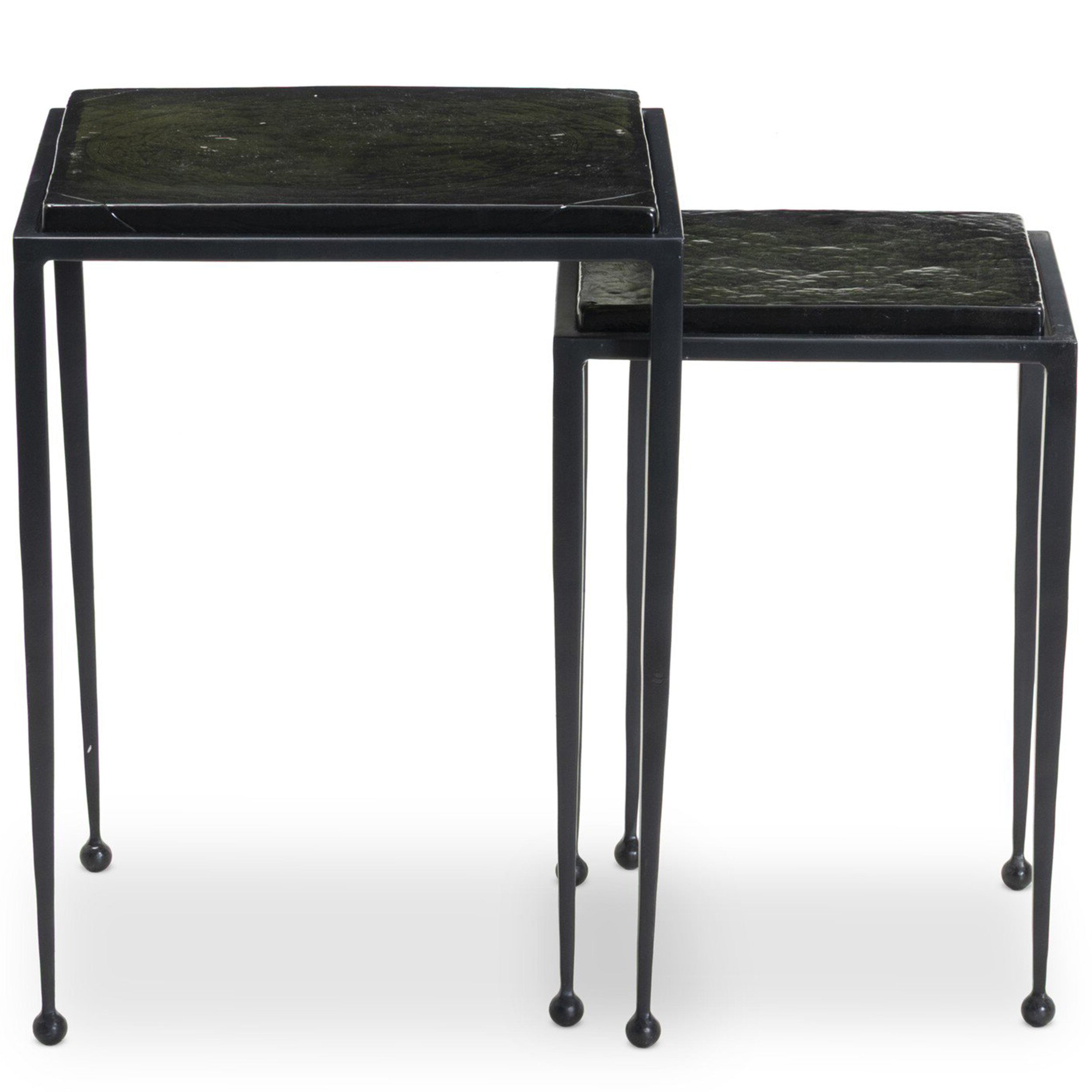 Dalston Nesting End Table Set, Moss Cast Glass