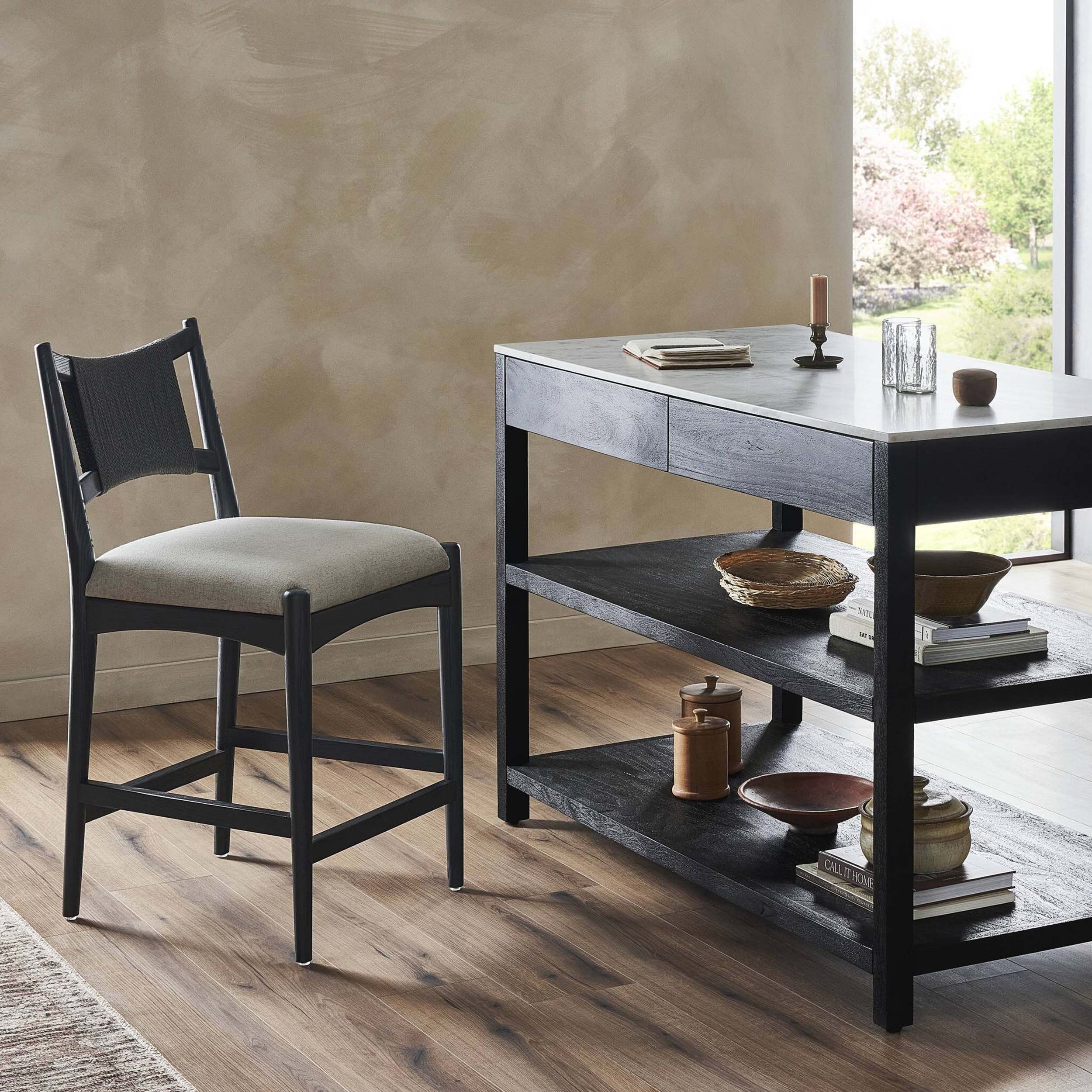 Haddon Counter Stool, Antwerp Natural, Brushed Ebony