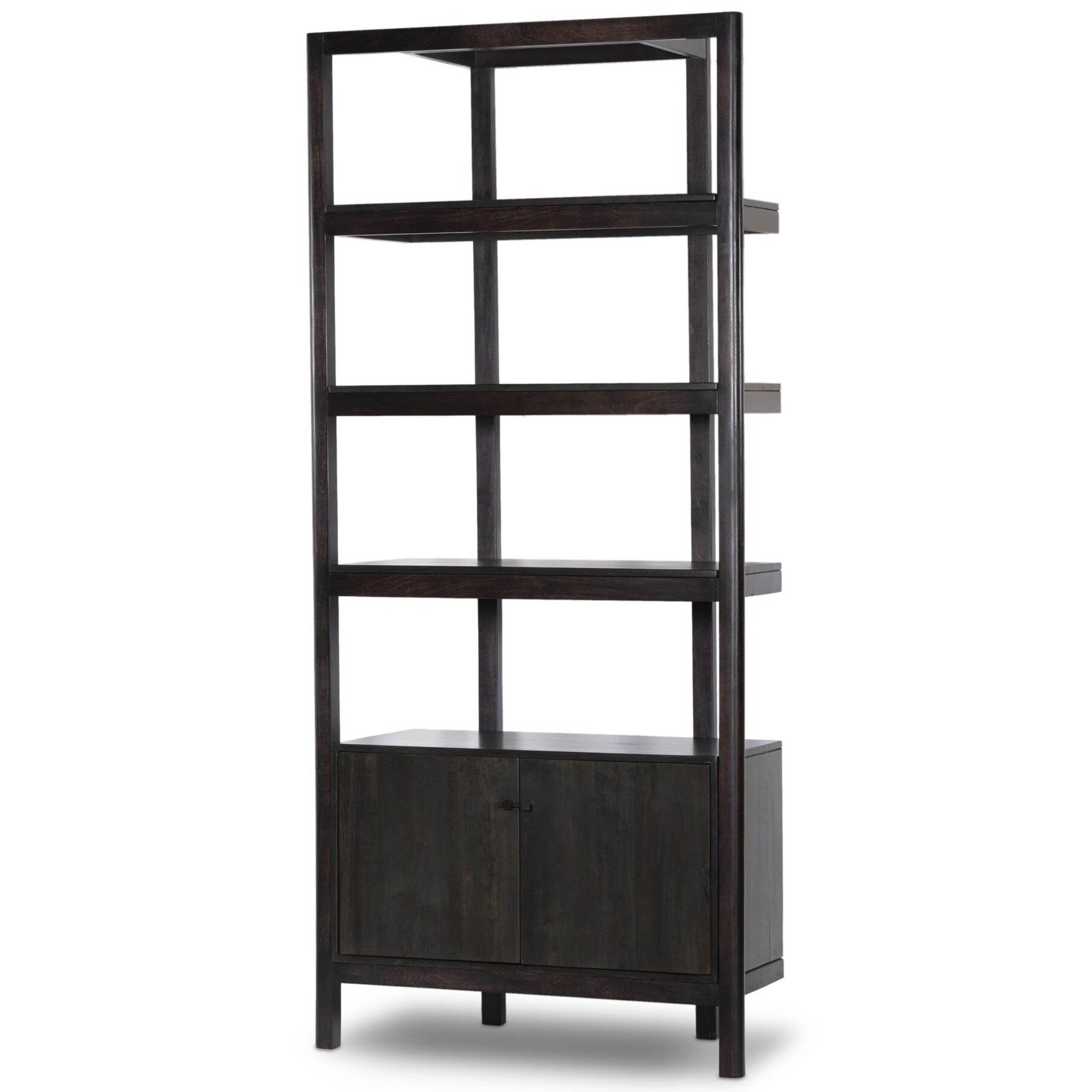 Reza Bookcase, Worn Black Acacia