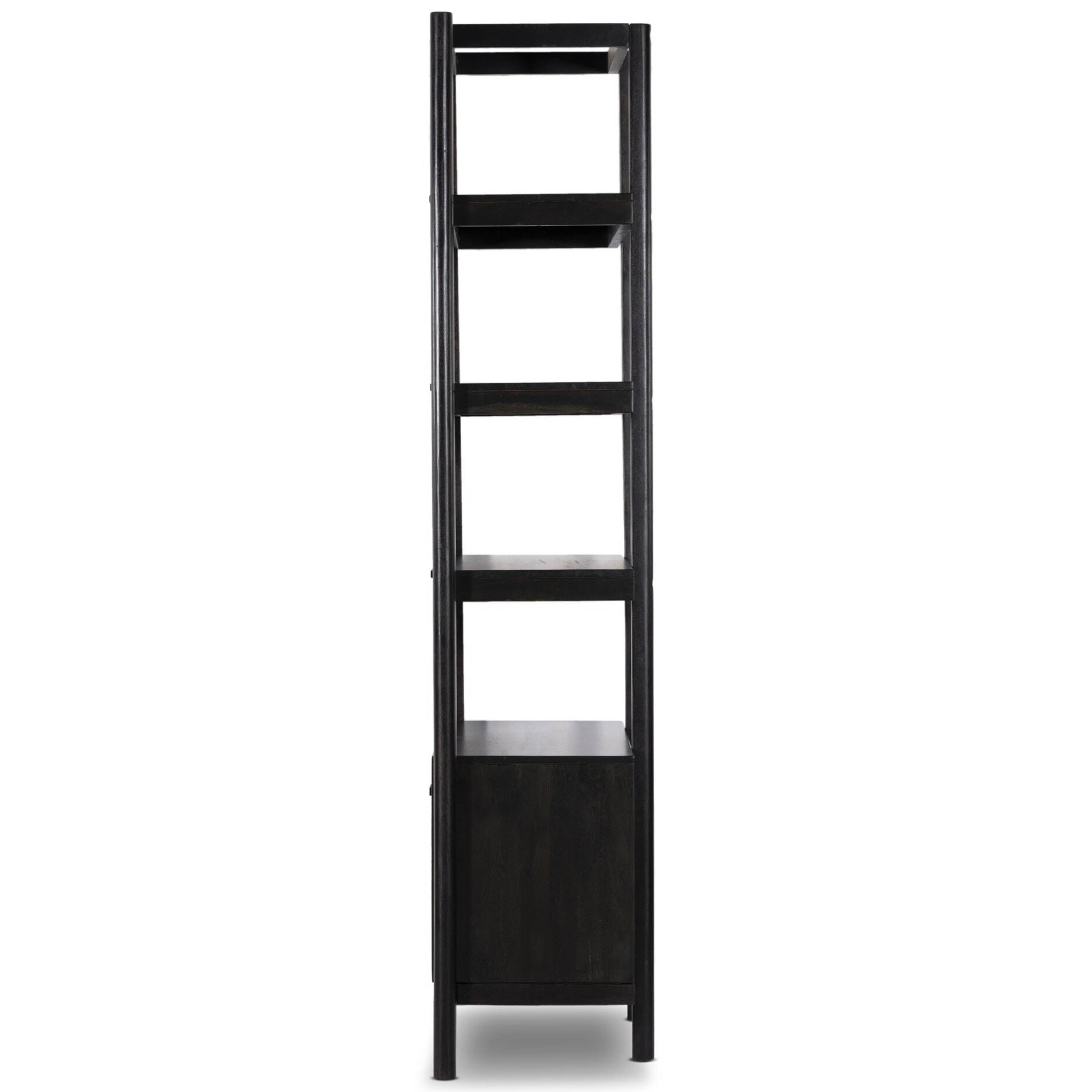 Reza Bookcase, Worn Black Acacia