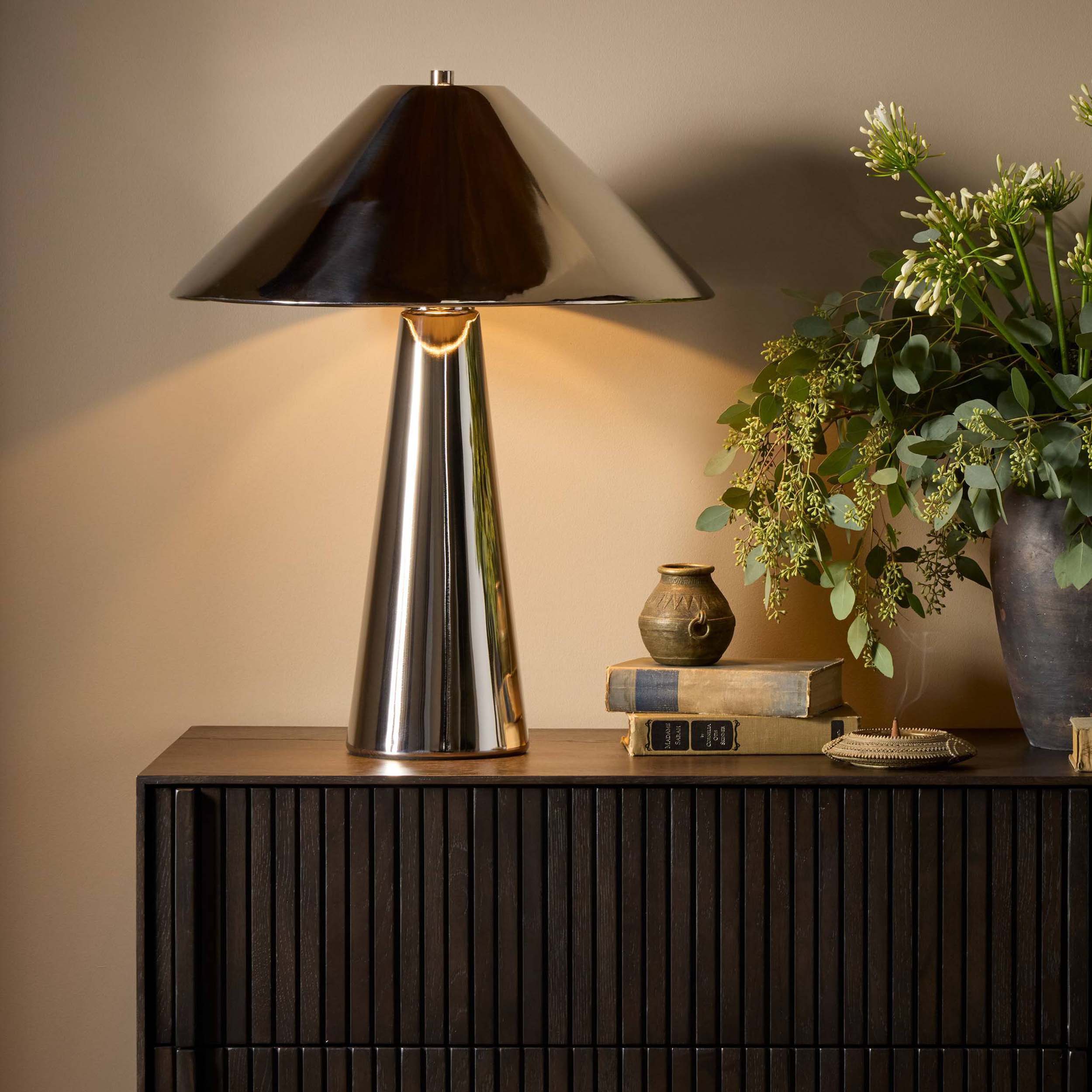 Romani Table Lamp, Nickel