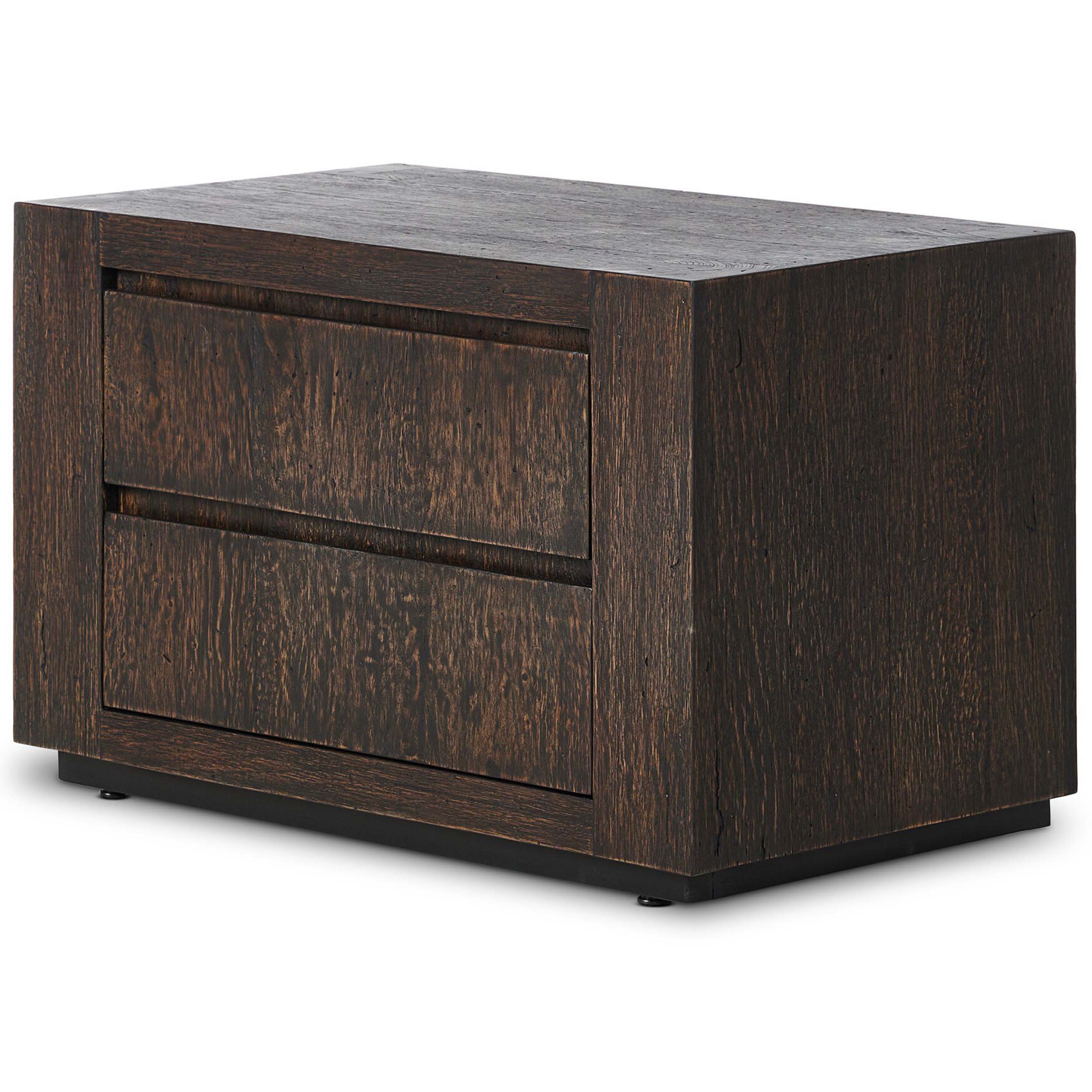 Abaso Nightstand, Ebony Rustic Wormwood Oak