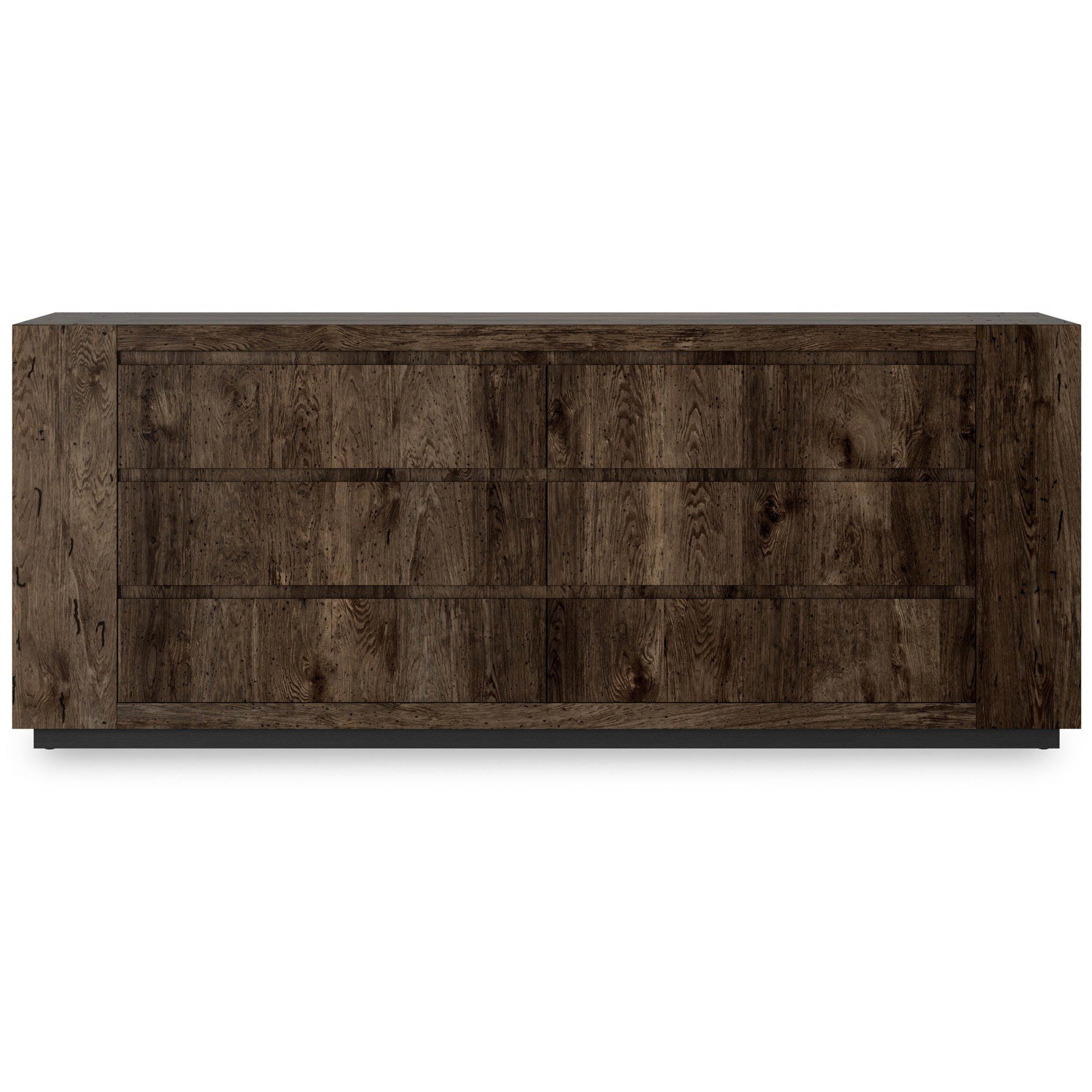 Abaso 6-Drawer Dresser, Ebony Rustic Wormwood Oak
