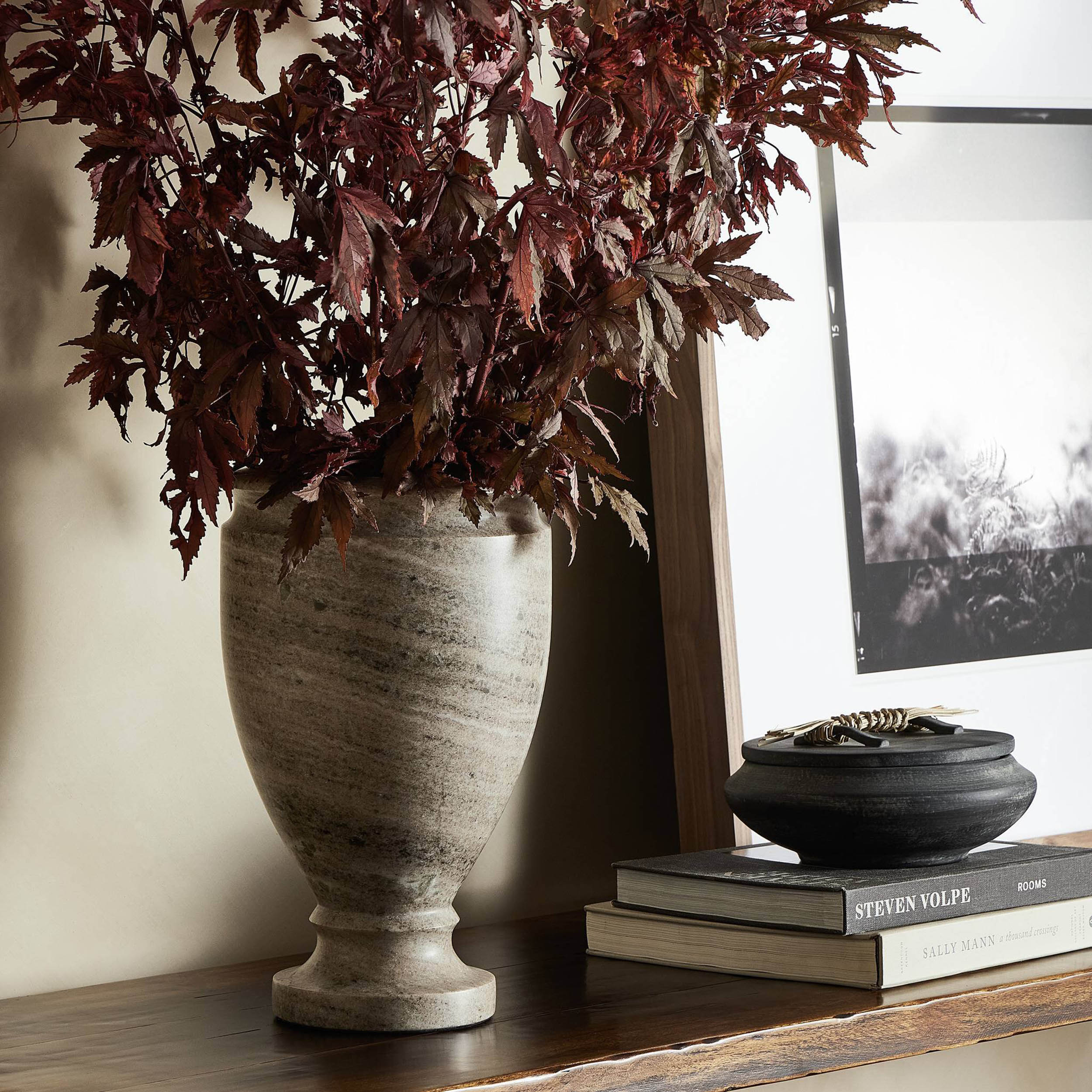 Devi Vase, Antique White Marble