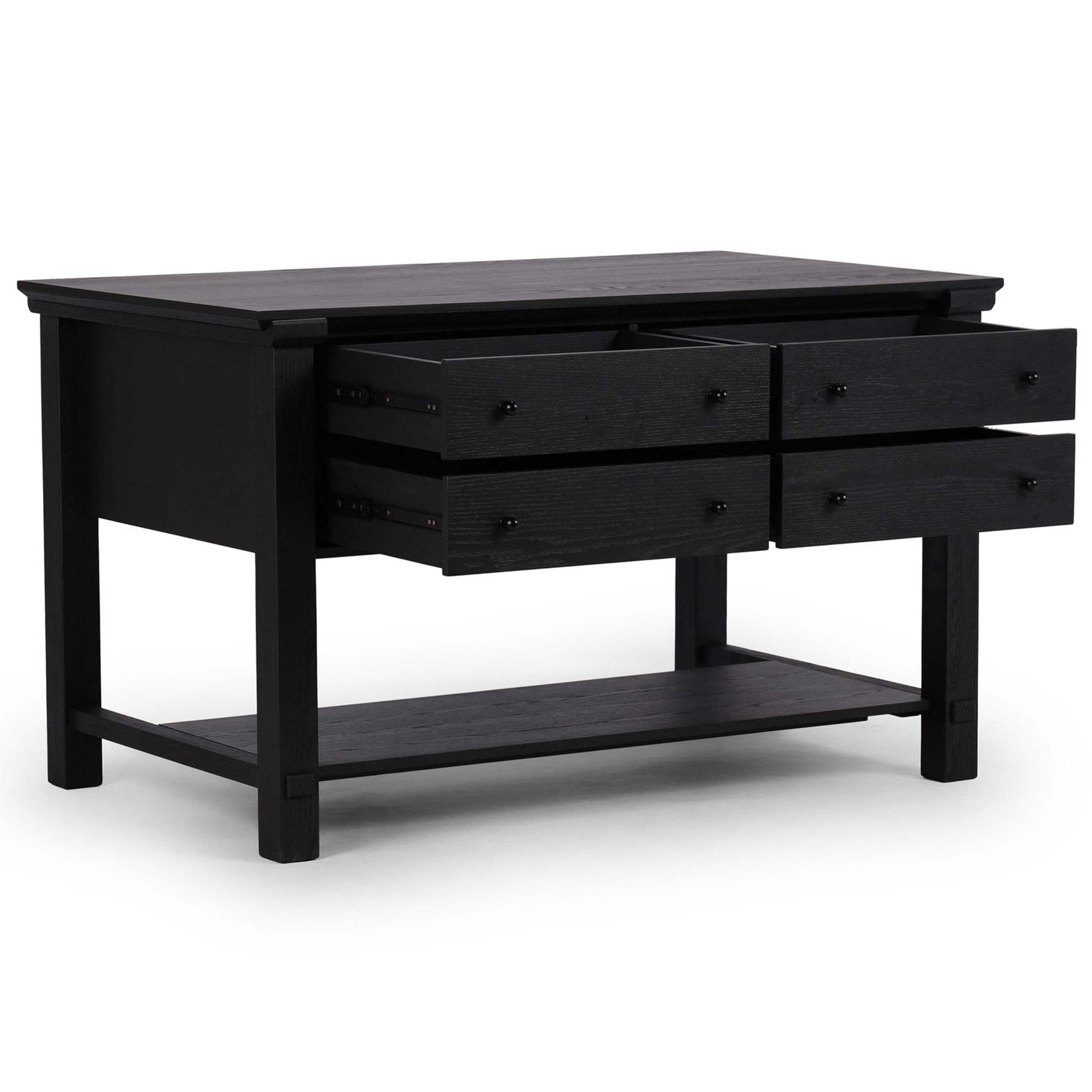 Gardendale Small Kitchen Island, Stained Black Oak Veneer