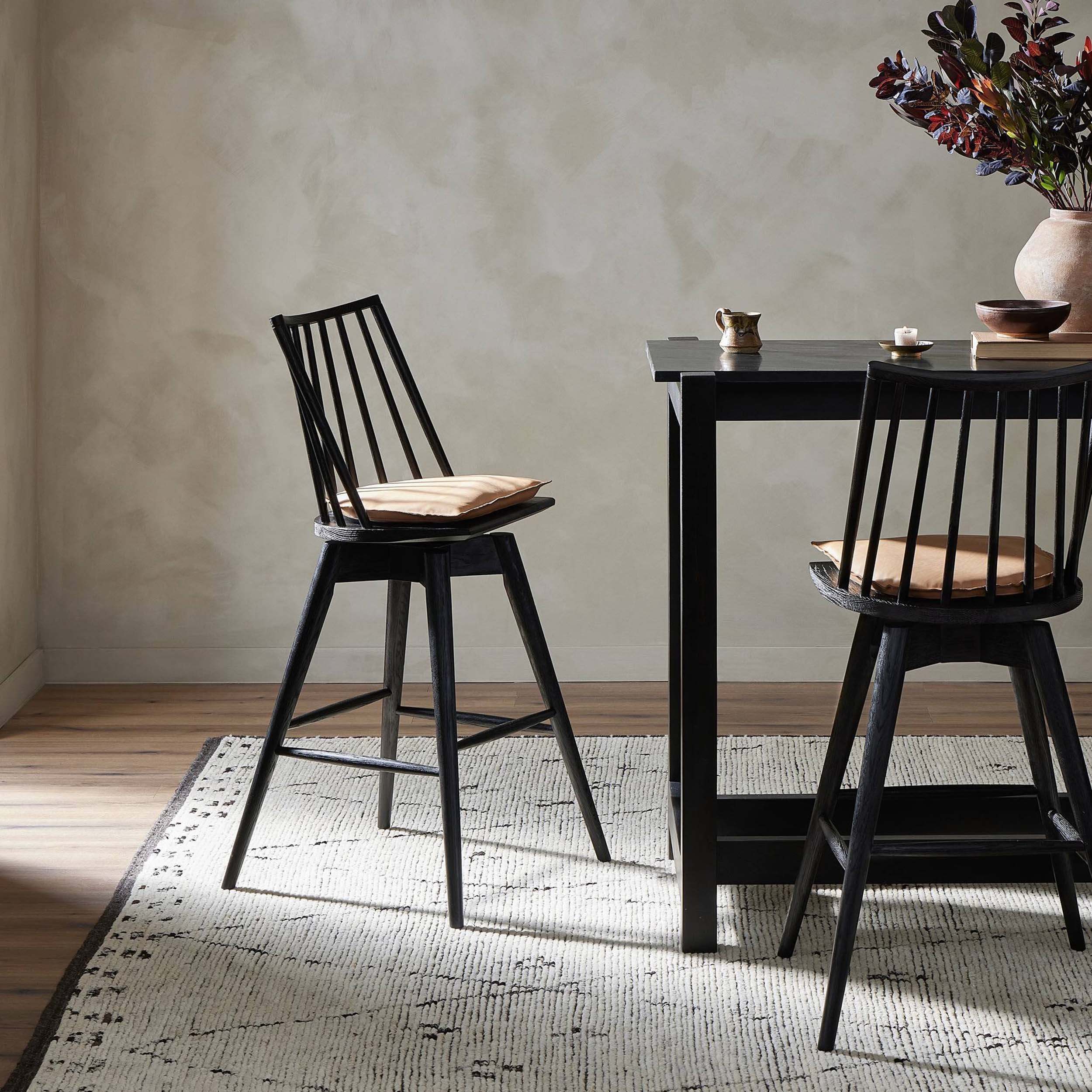 Lewis Swivel Bar + Counter Stool, Whiskey Saddle