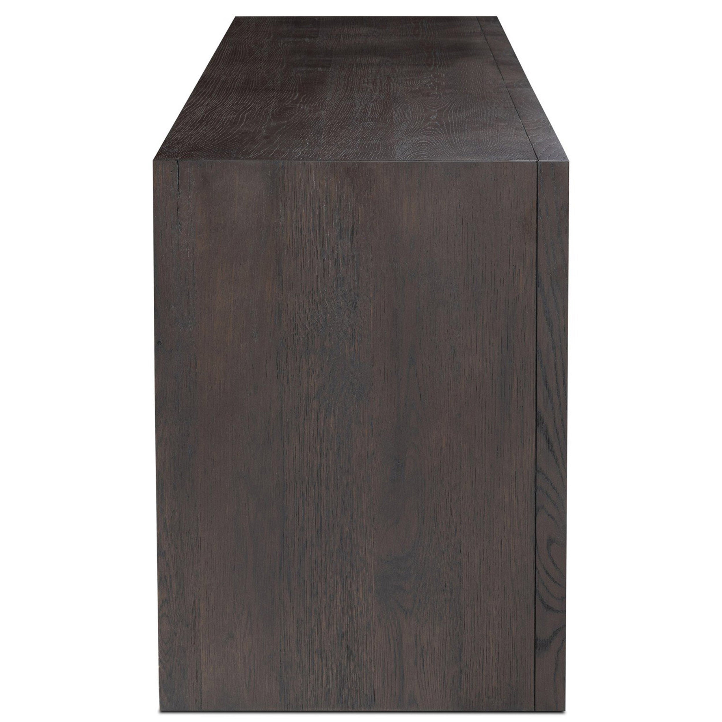 Chalmers Media Console, Smoked Black Resawn Oak