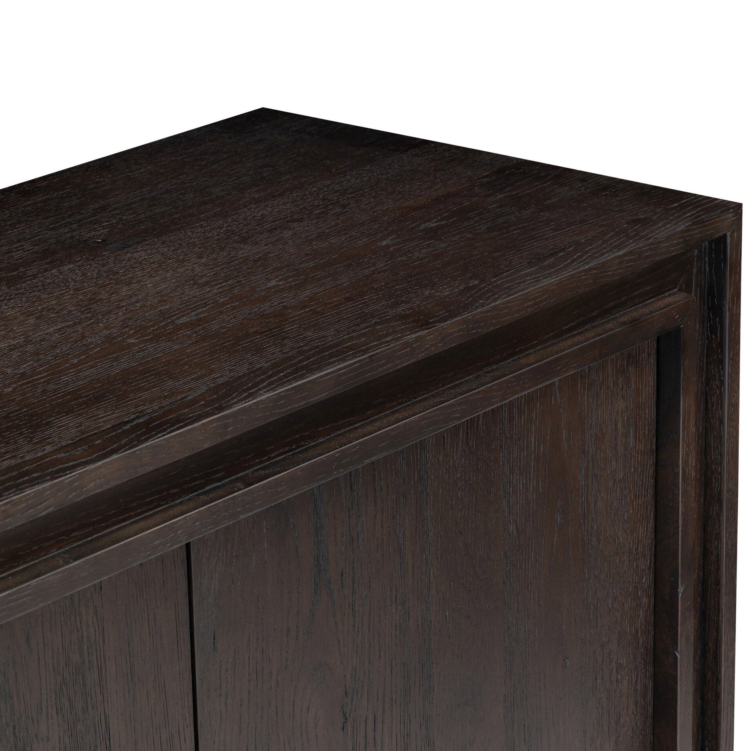 Chalmers Media Console, Smoked Black Resawn Oak