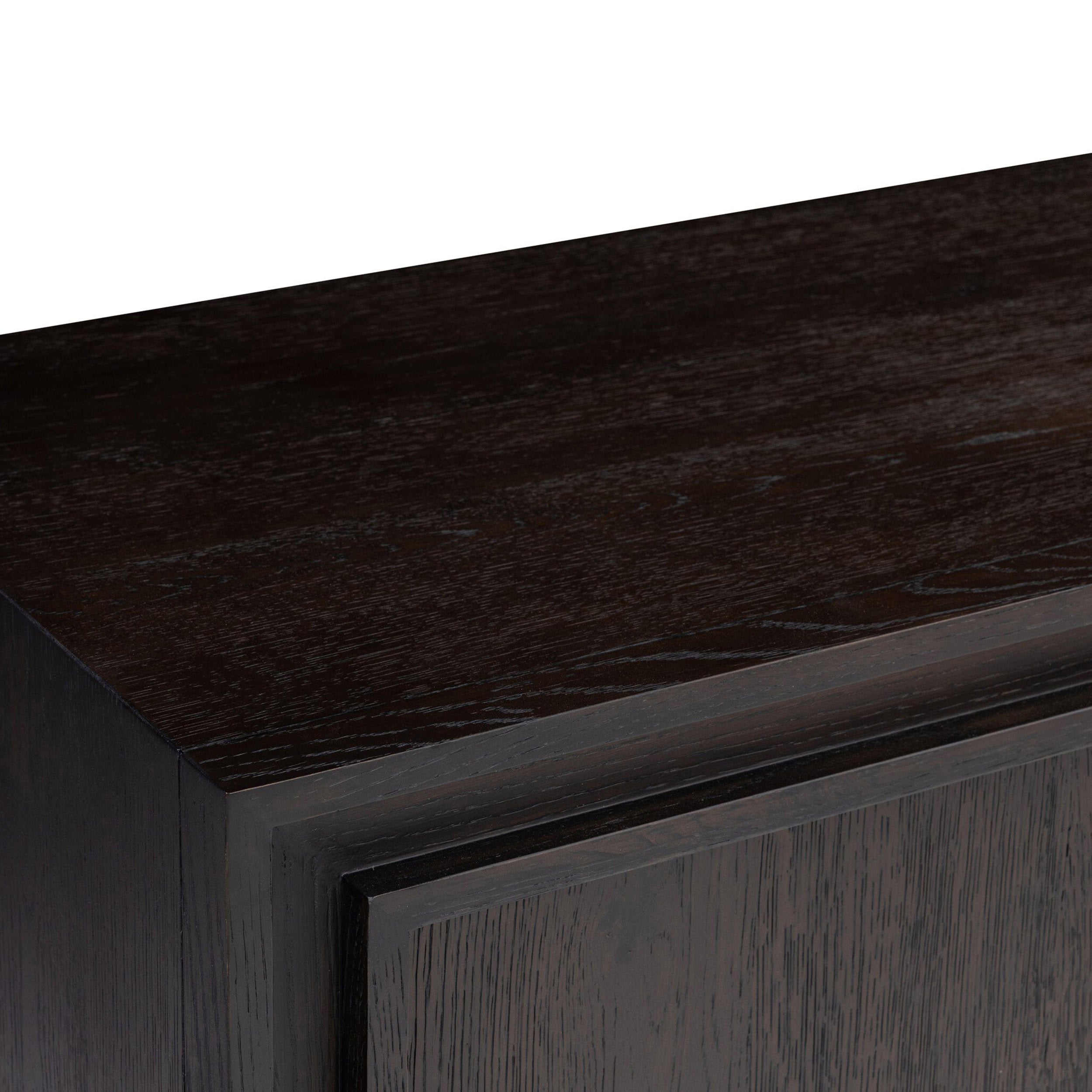 Chalmers Media Console, Smoked Black Resawn Oak