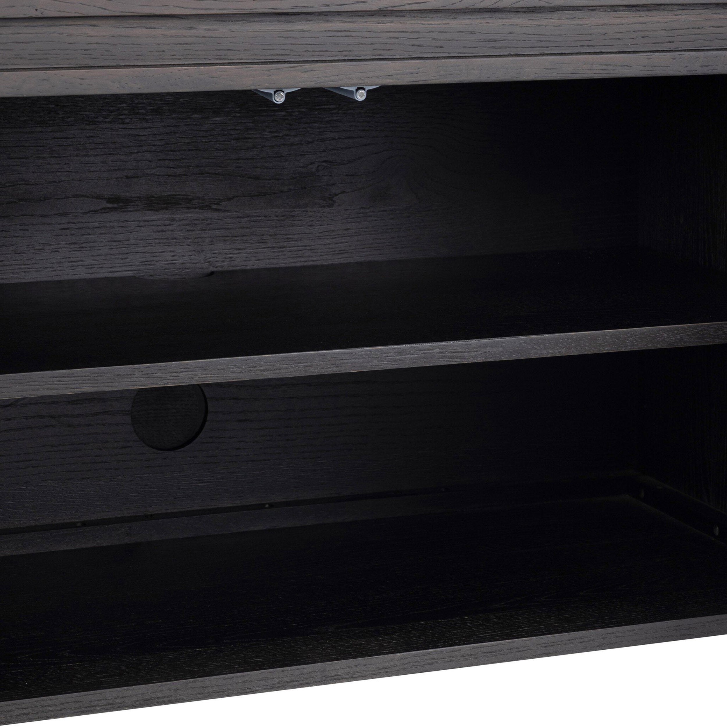 Chalmers Media Console, Smoked Black Resawn Oak