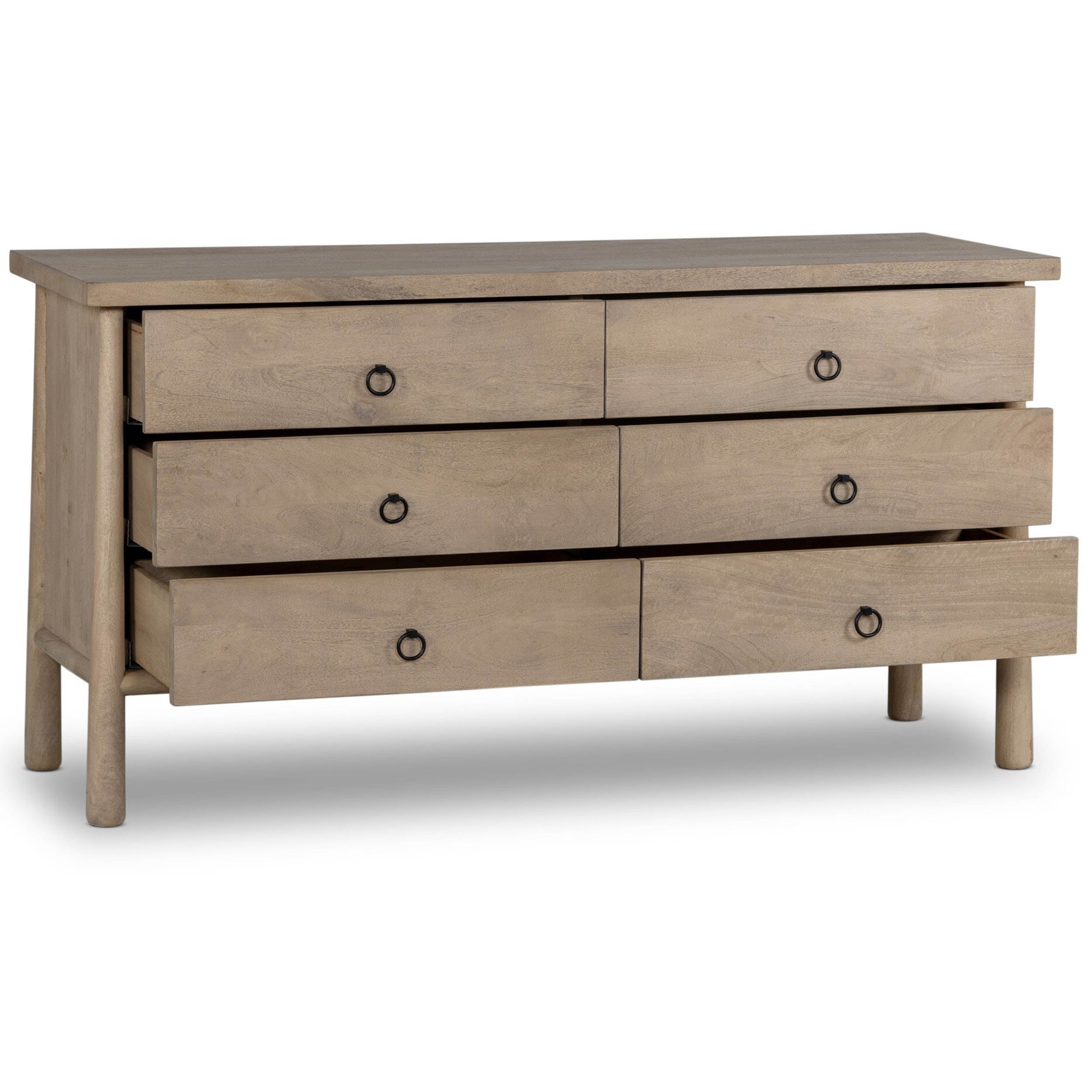 Freddie 6 Drawer Dresser, Caramel Mango