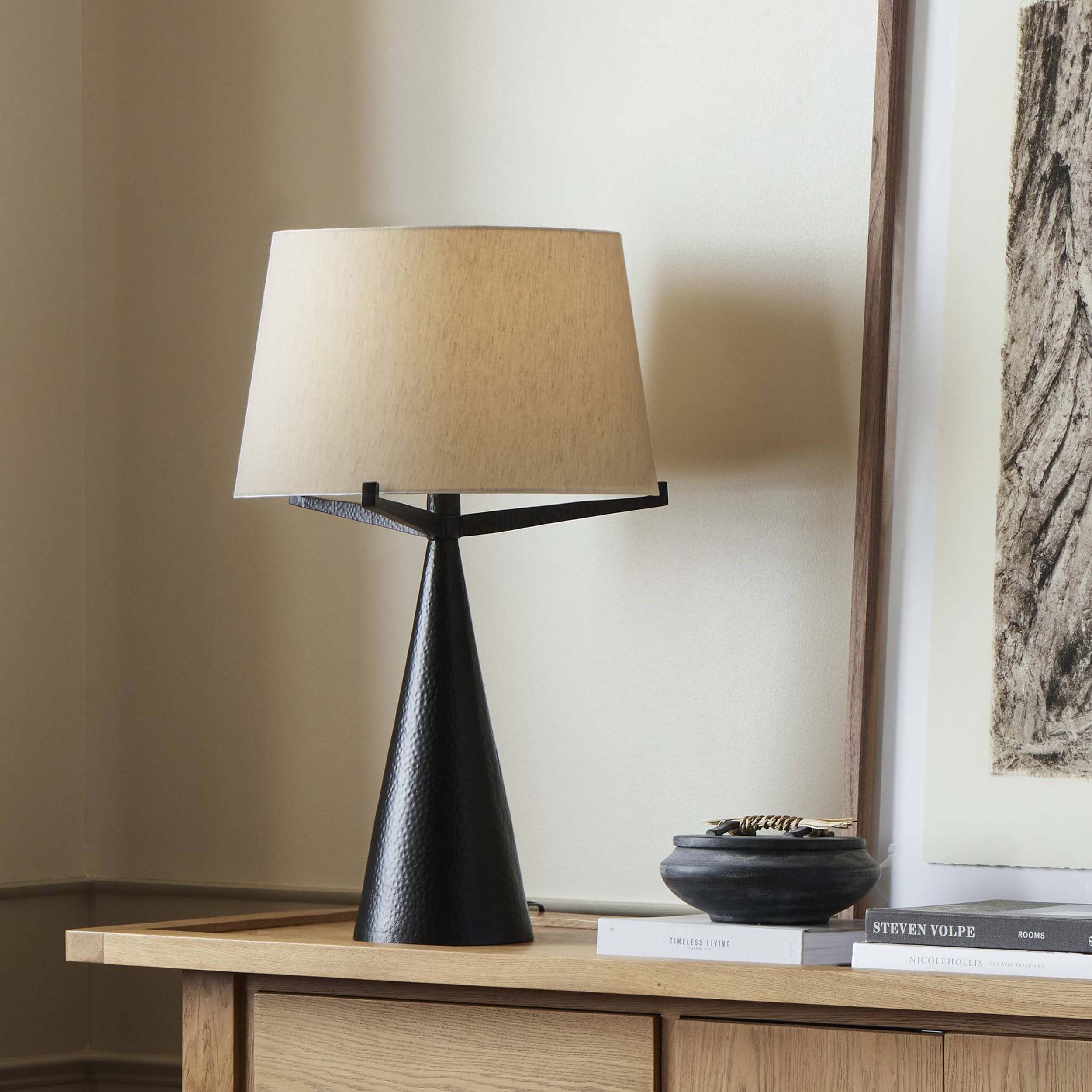 Ziggy Table Lamp, Hammered Black Aluminum