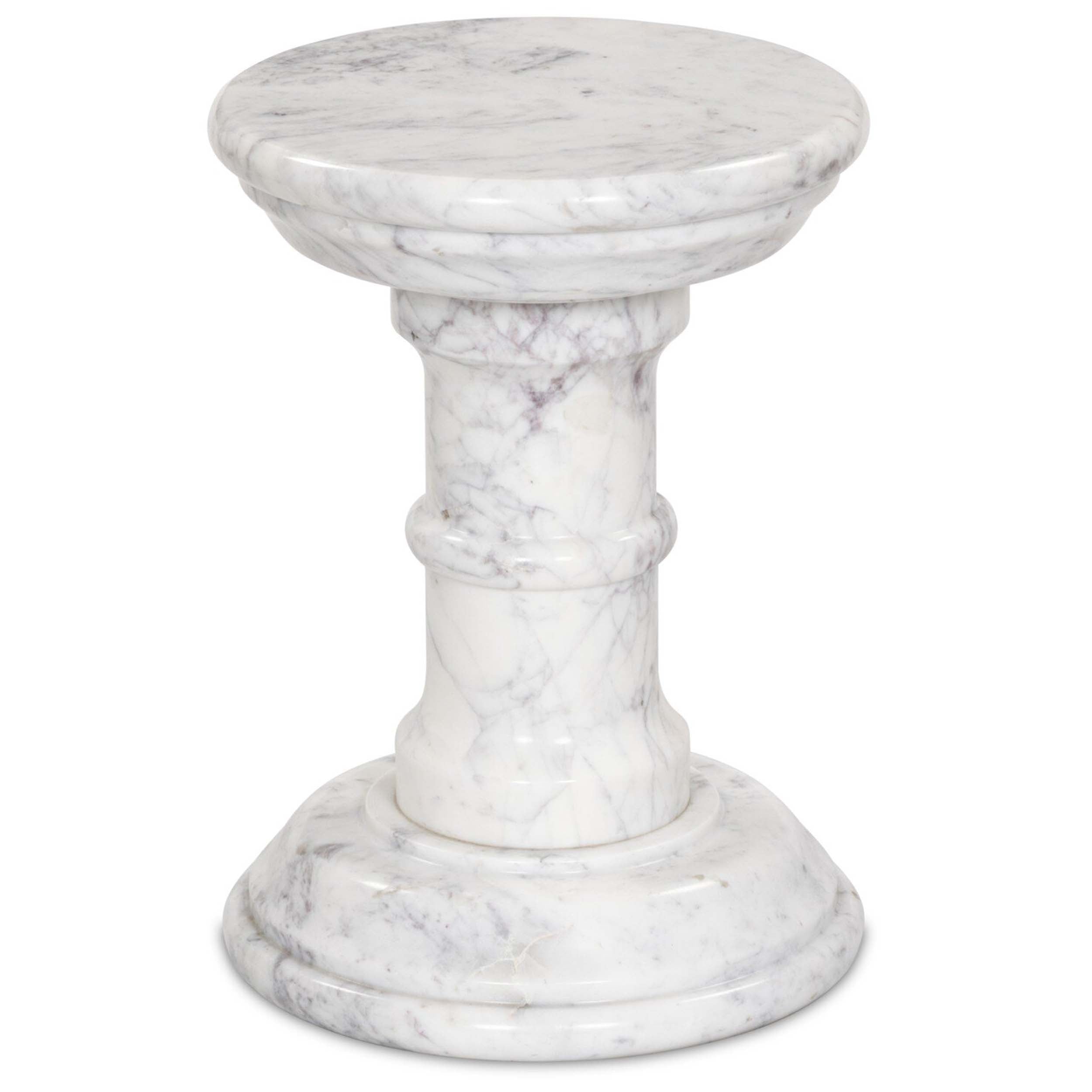 Cyprus End Table, Veined White Marble Solid