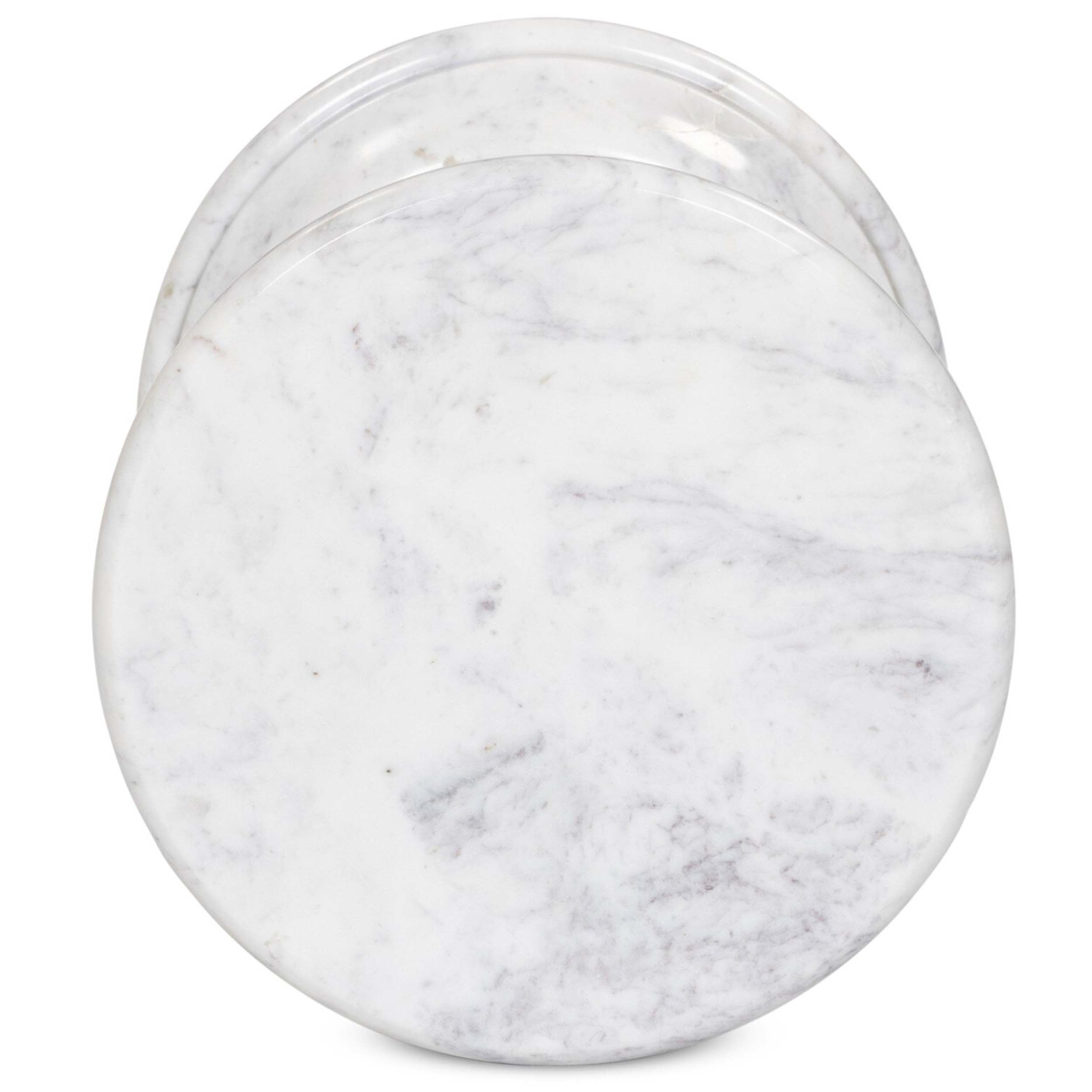 Cyprus End Table, Veined White Marble Solid