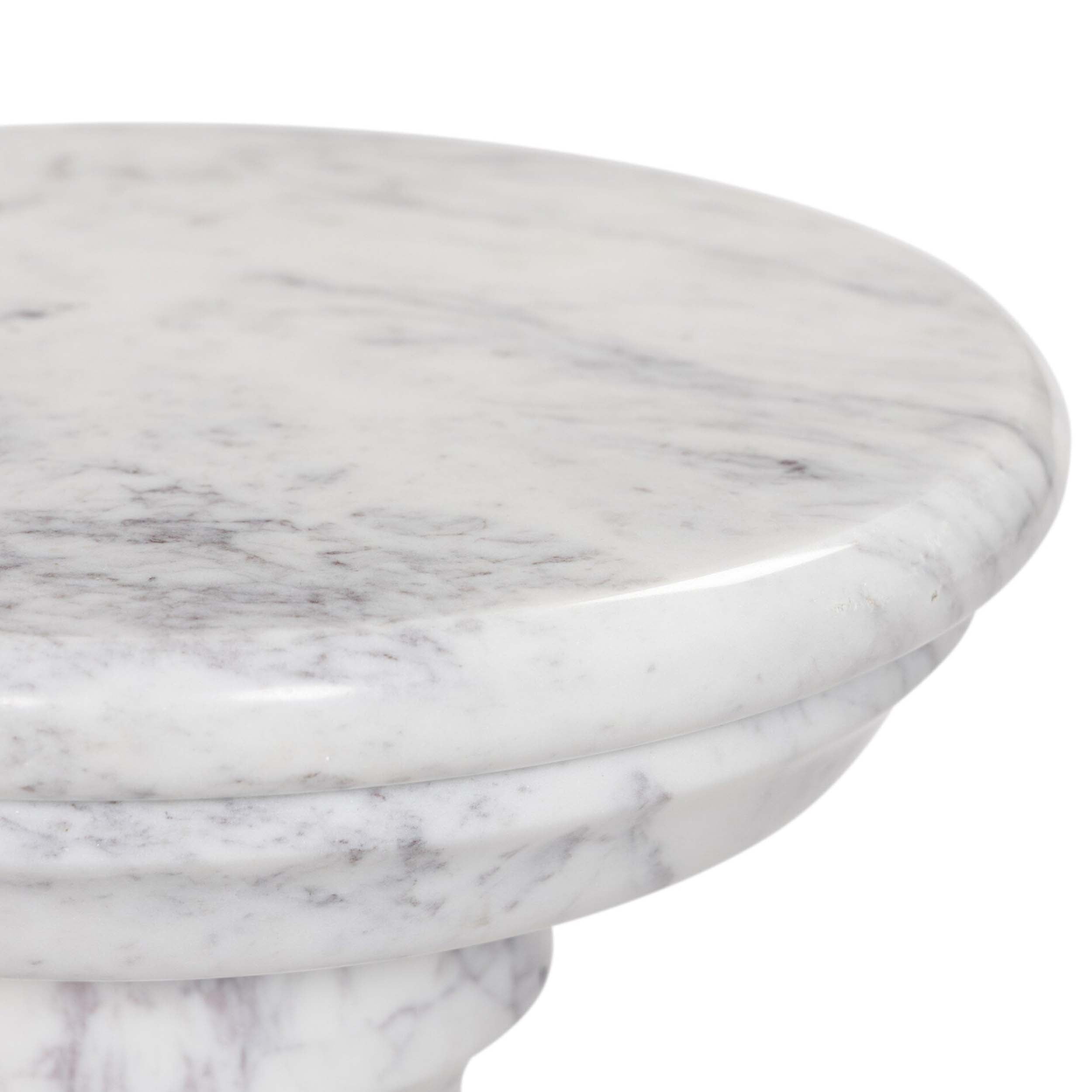 Cyprus End Table, Veined White Marble Solid