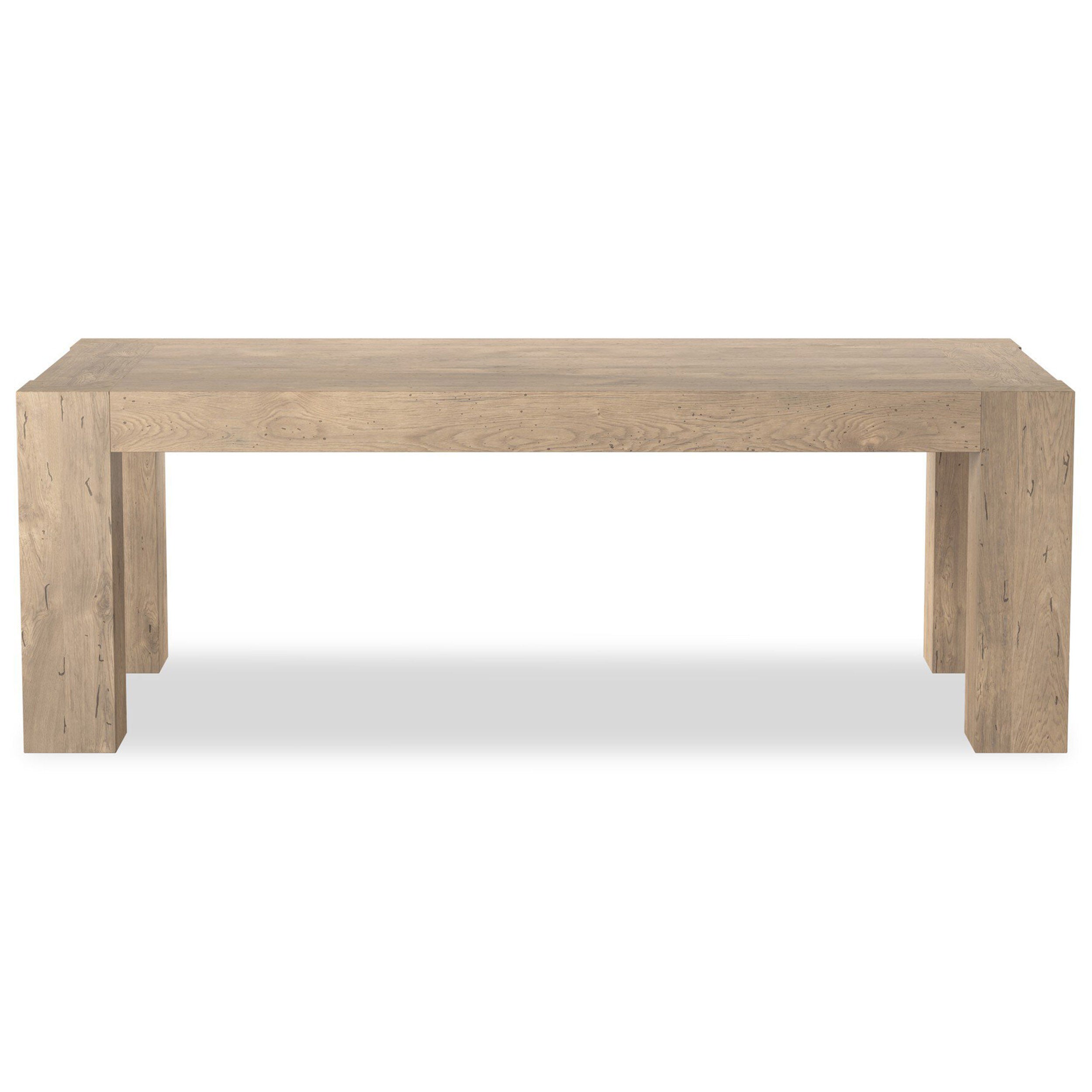 Abaso Dining Table, Whitewash Rustic Wormwood Oak